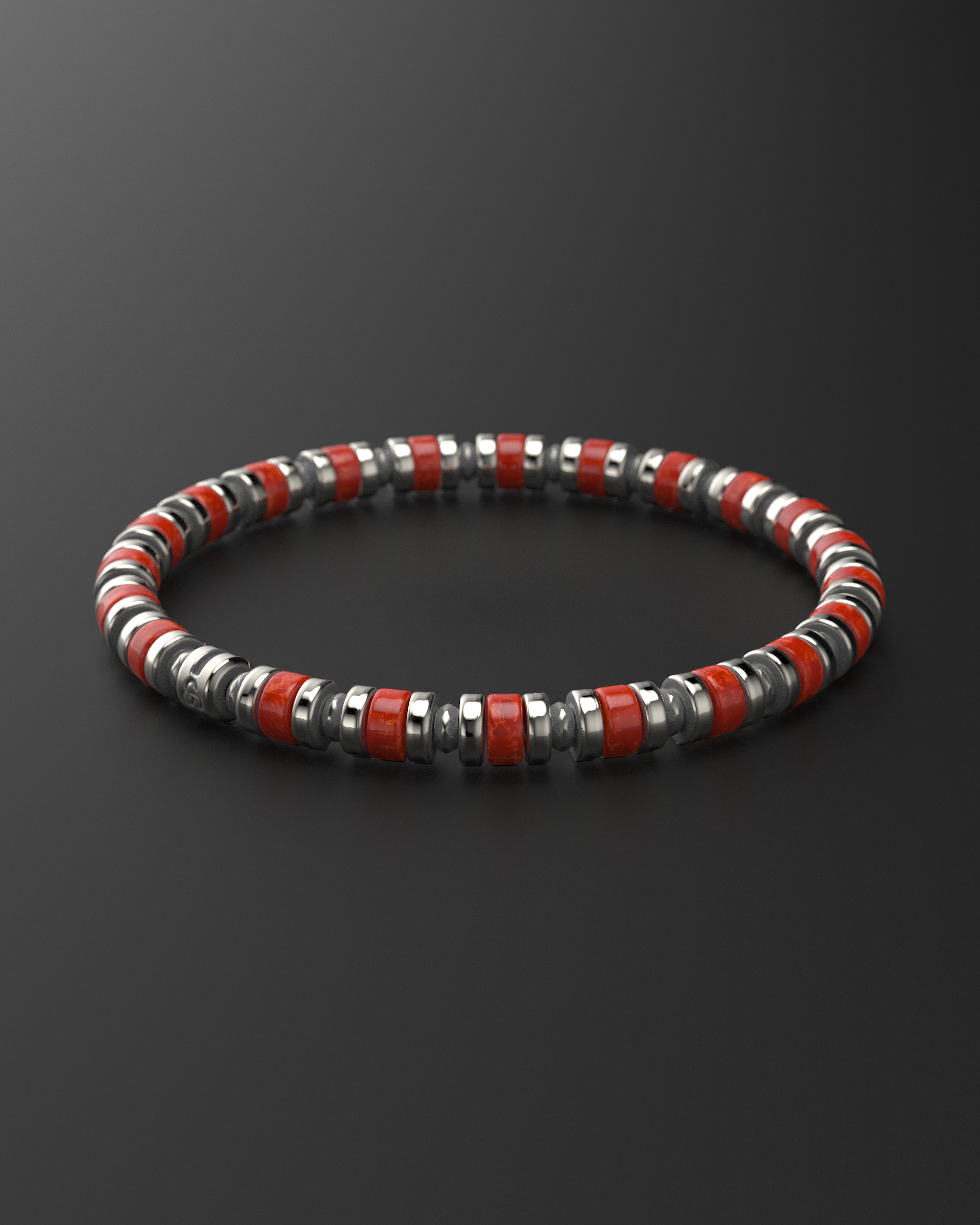 Bracelet en jade rouge 6 mm | Entretoise
