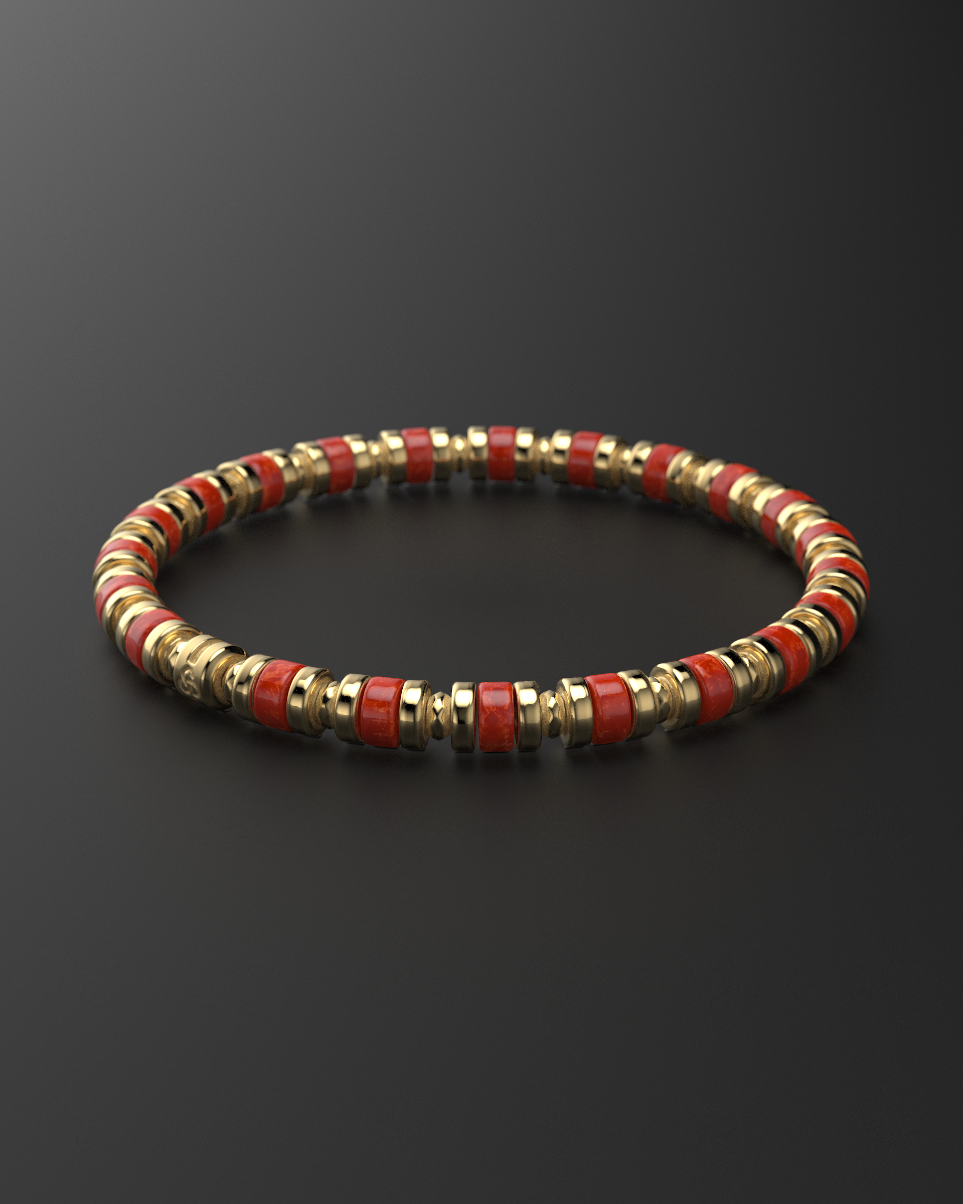 Bracelet en jade rouge 6 mm | Entretoise