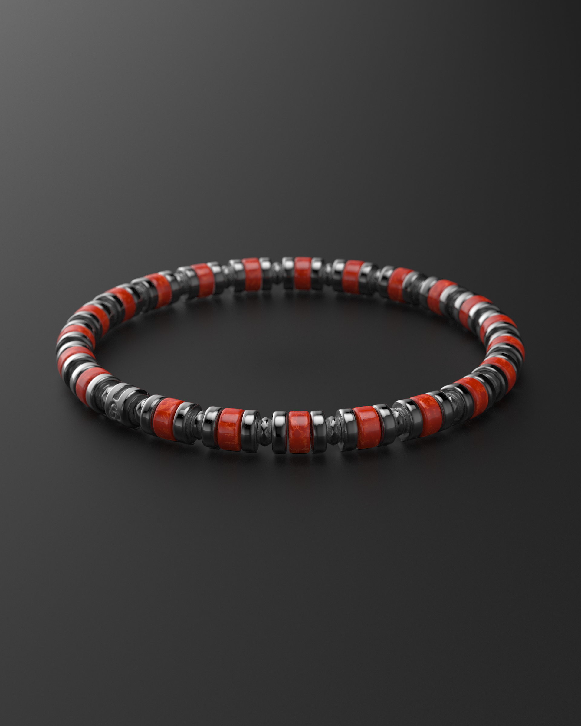 Bracelet en jade rouge 6 mm | Entretoise