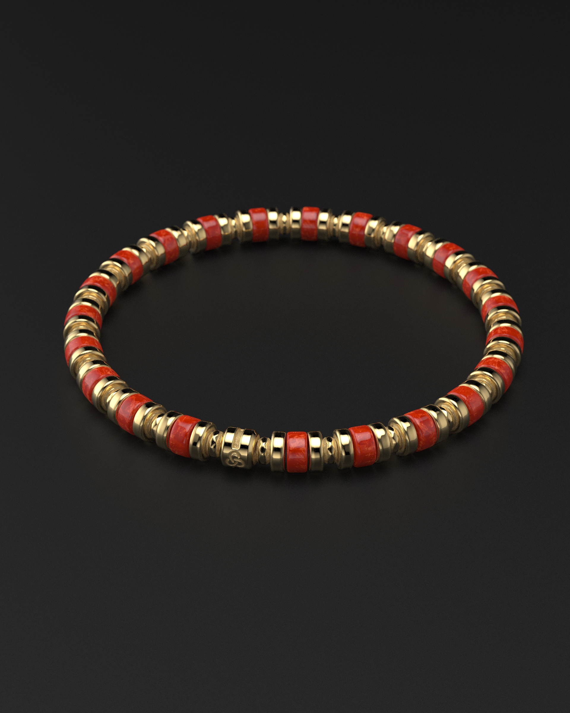 Bracelet en jade rouge 6 mm | Entretoise