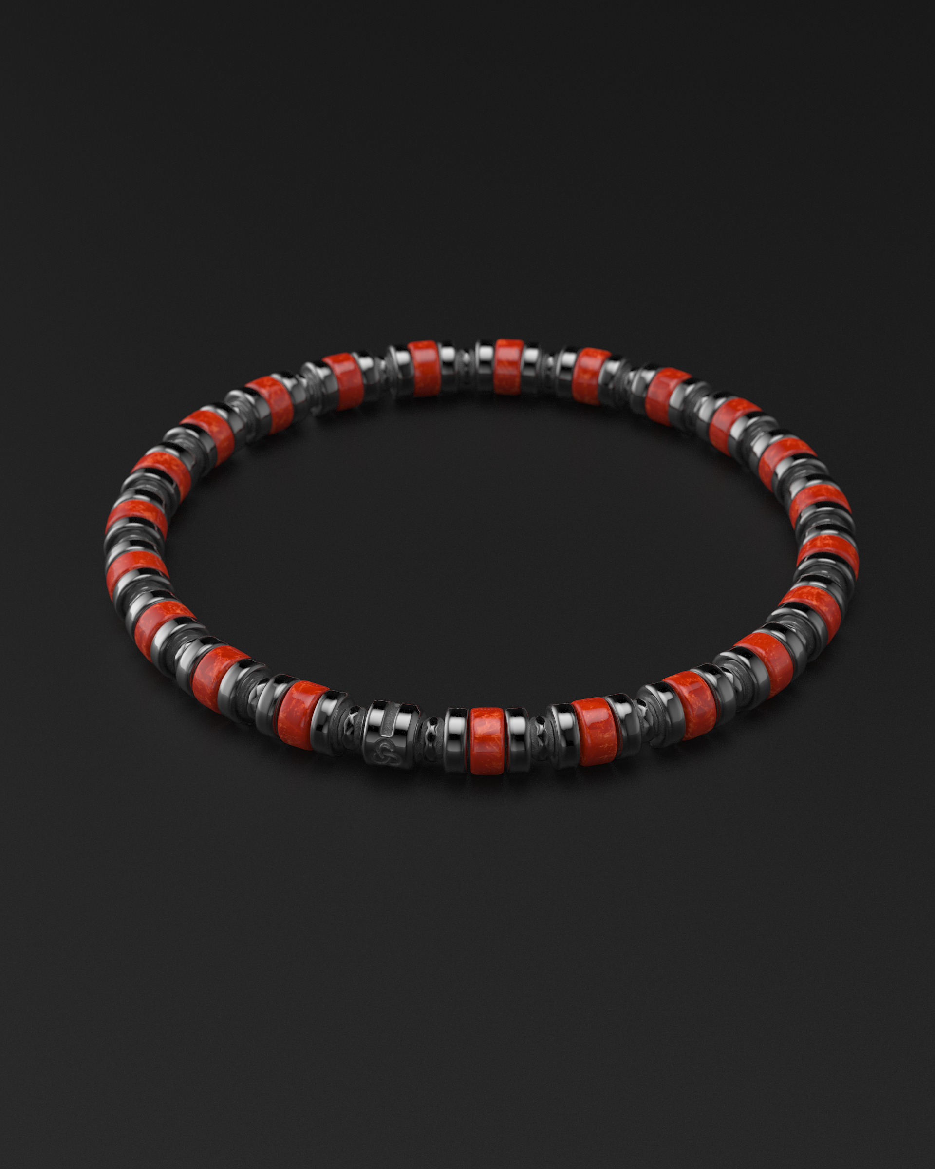 Bracelet en jade rouge 6 mm | Entretoise