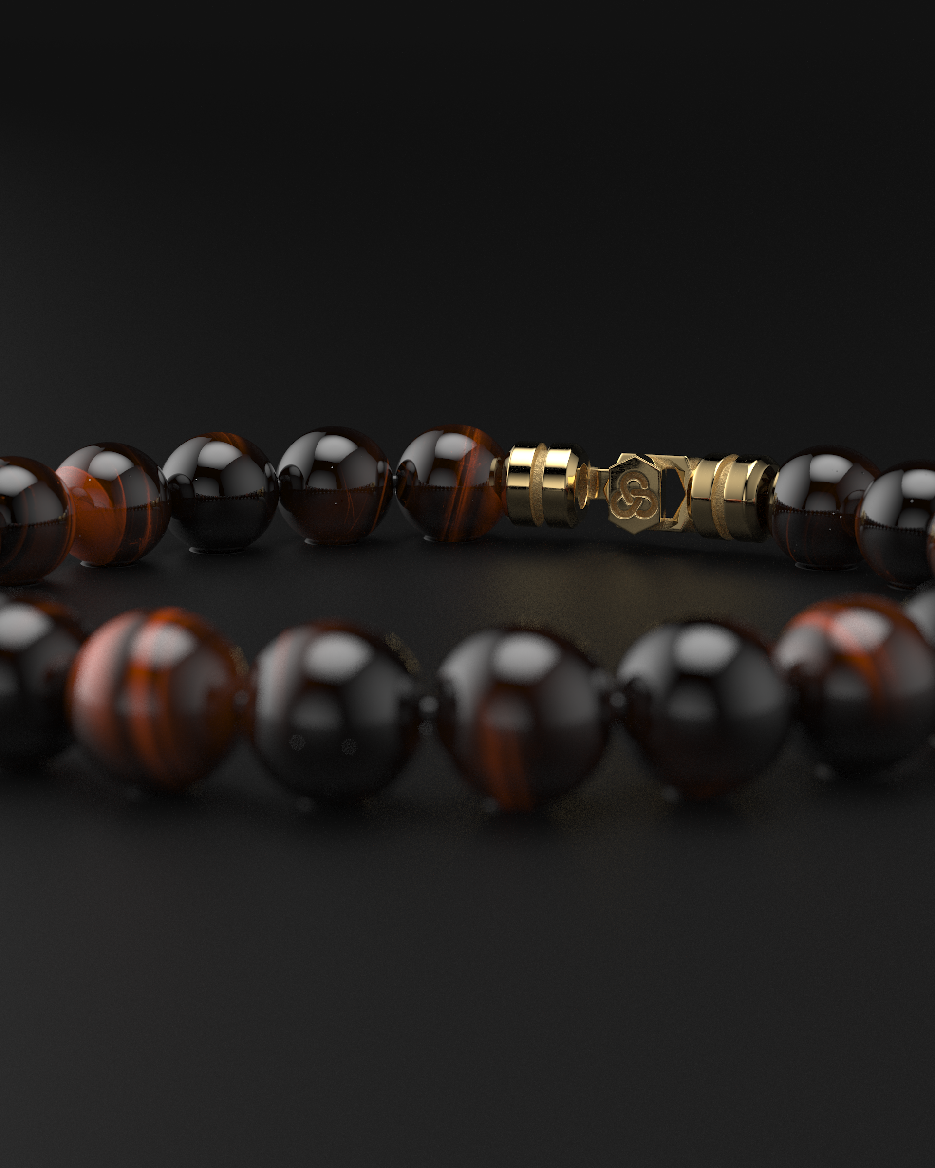 Bracelet en Œil de Tigre Rouge 8mm | SOMMET