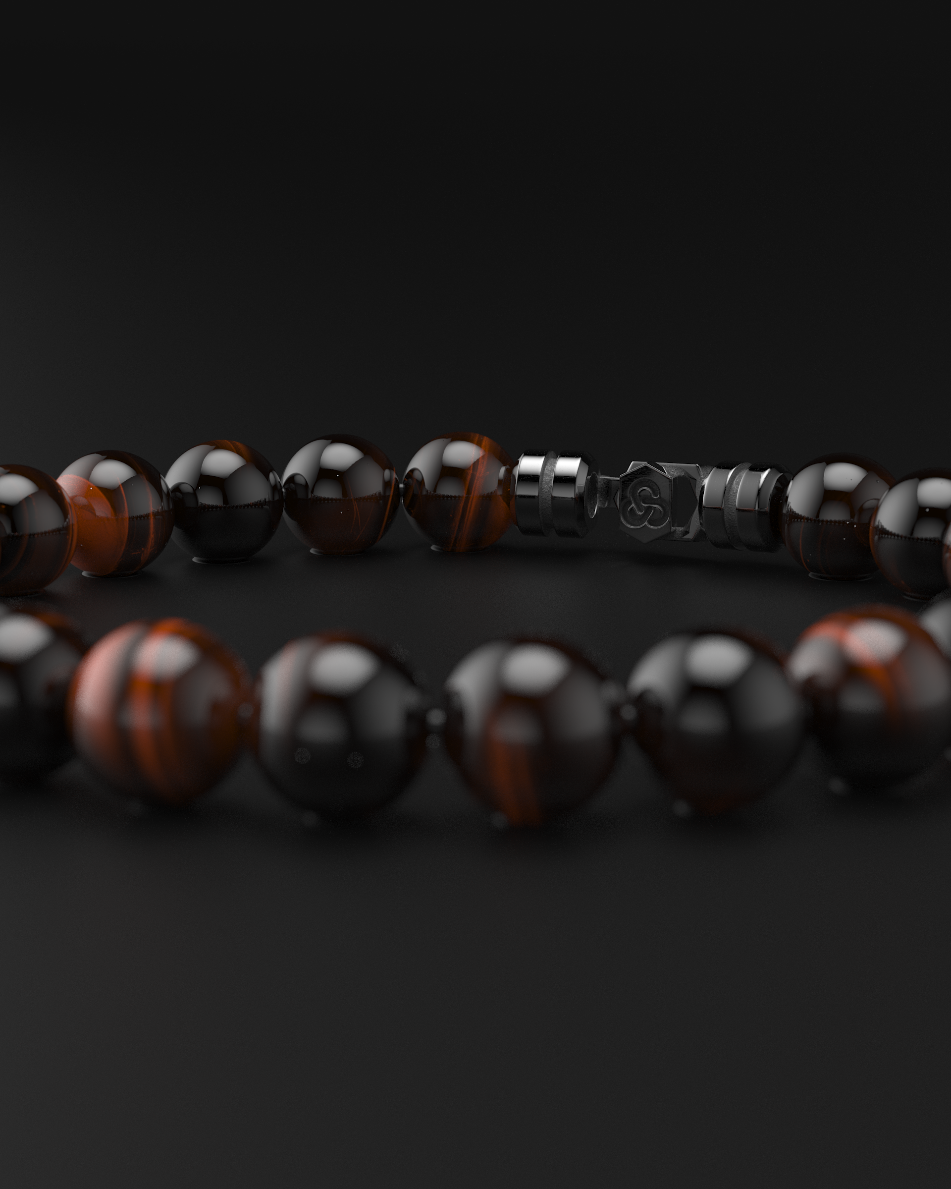 Bracelet en Œil de Tigre Rouge 8mm | SOMMET
