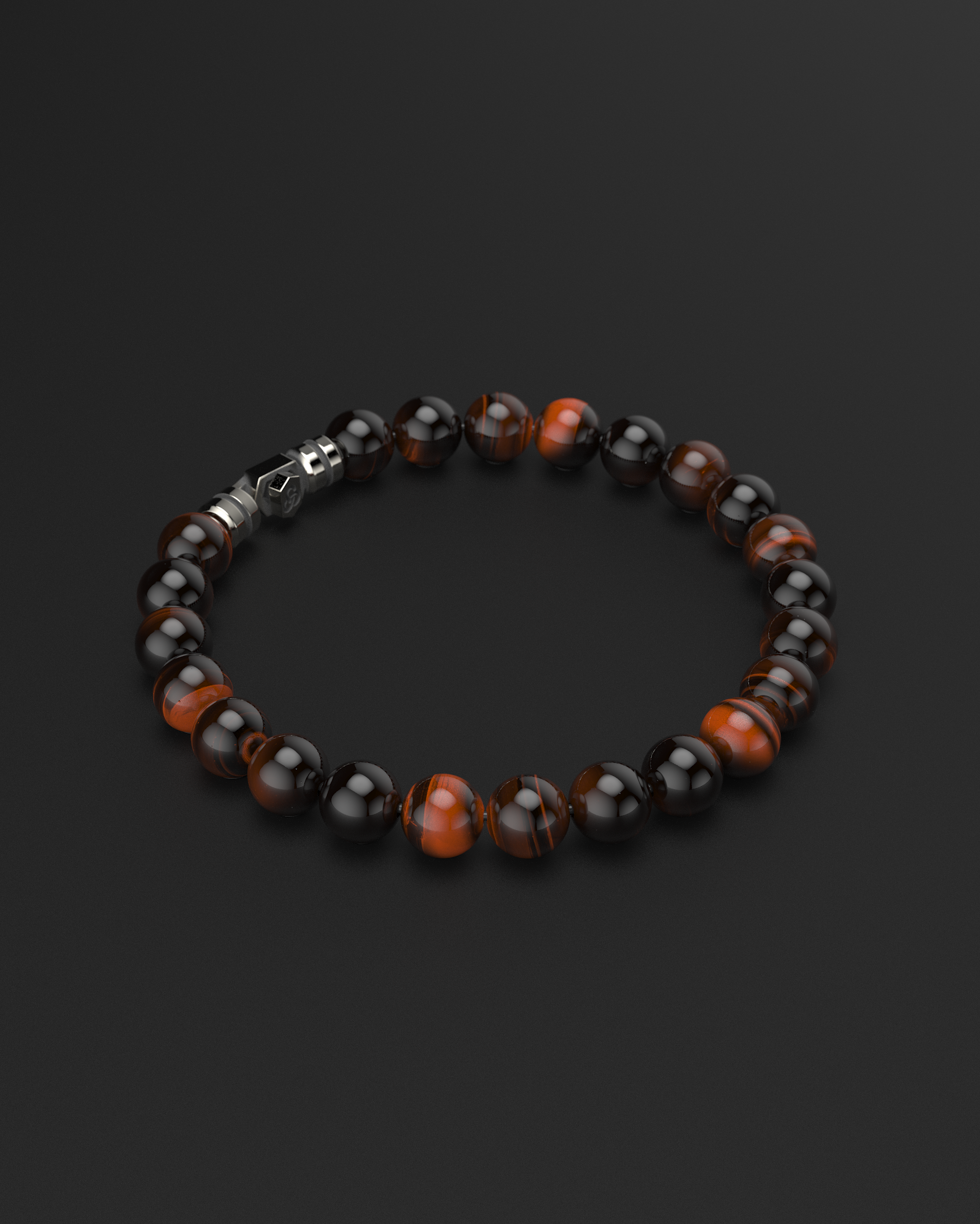 Bracelet en Œil de Tigre Rouge 8mm | SOMMET