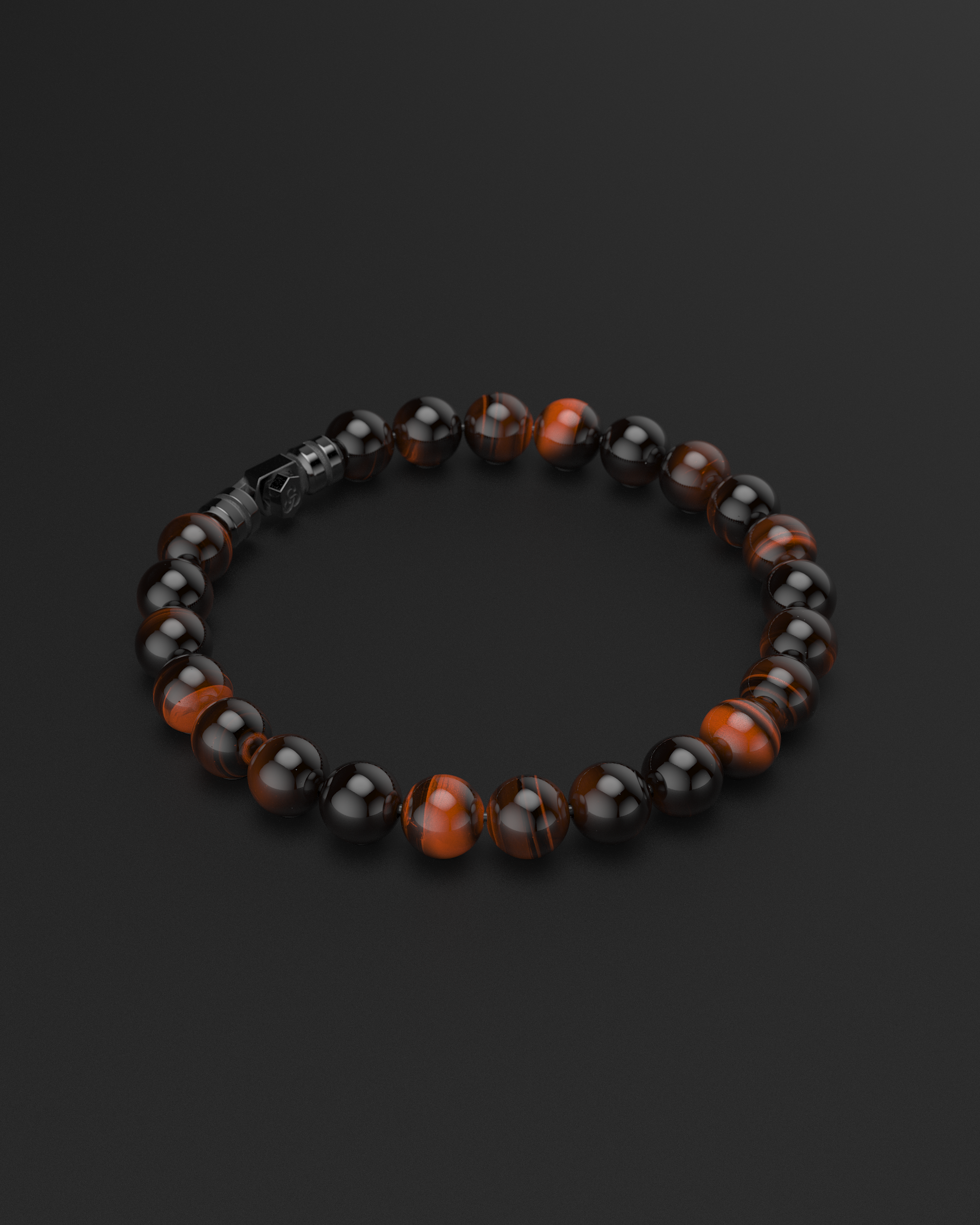 Bracelet en Œil de Tigre Rouge 8mm | SOMMET