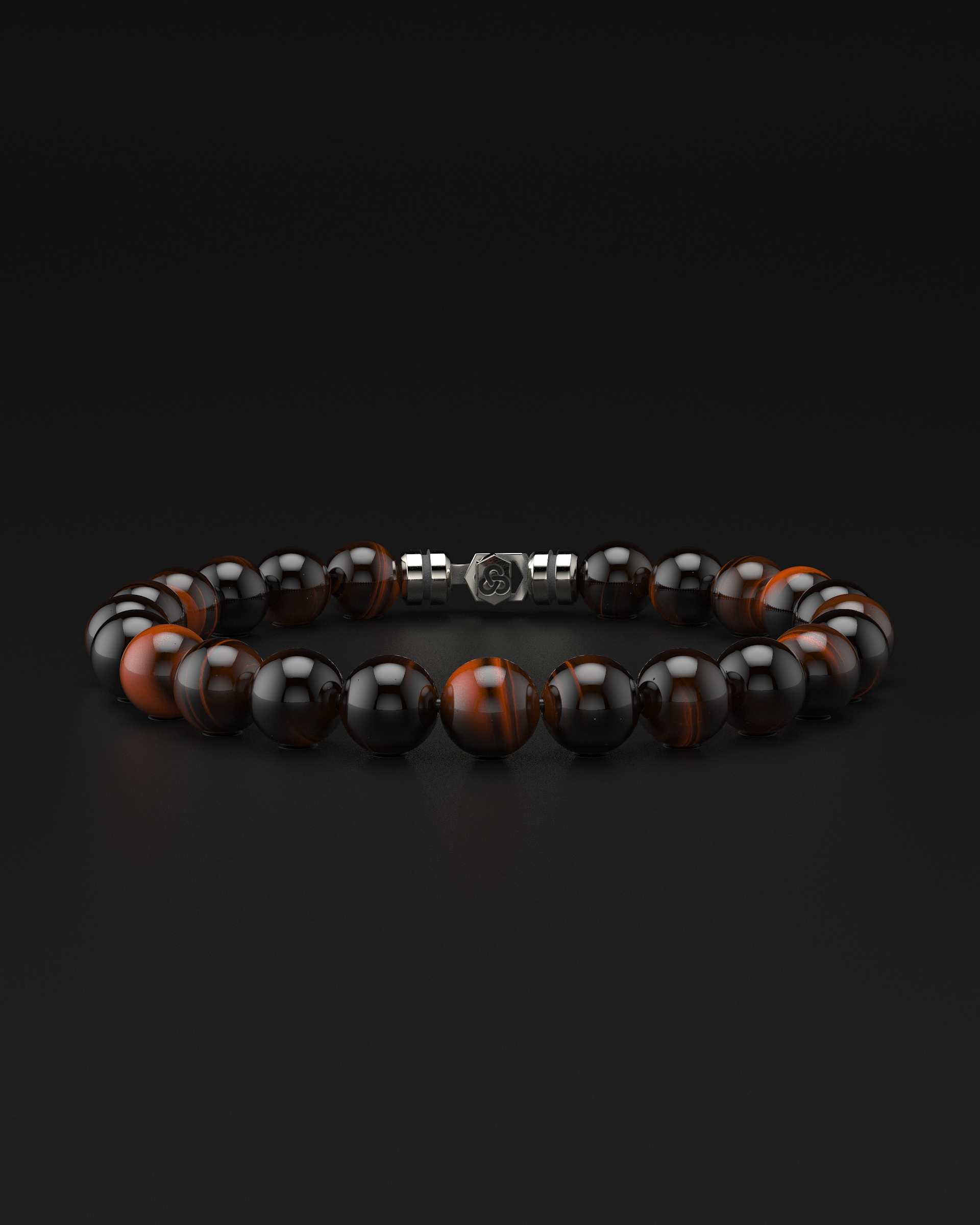 Bracelet en Œil de Tigre Rouge 8mm | SOMMET
