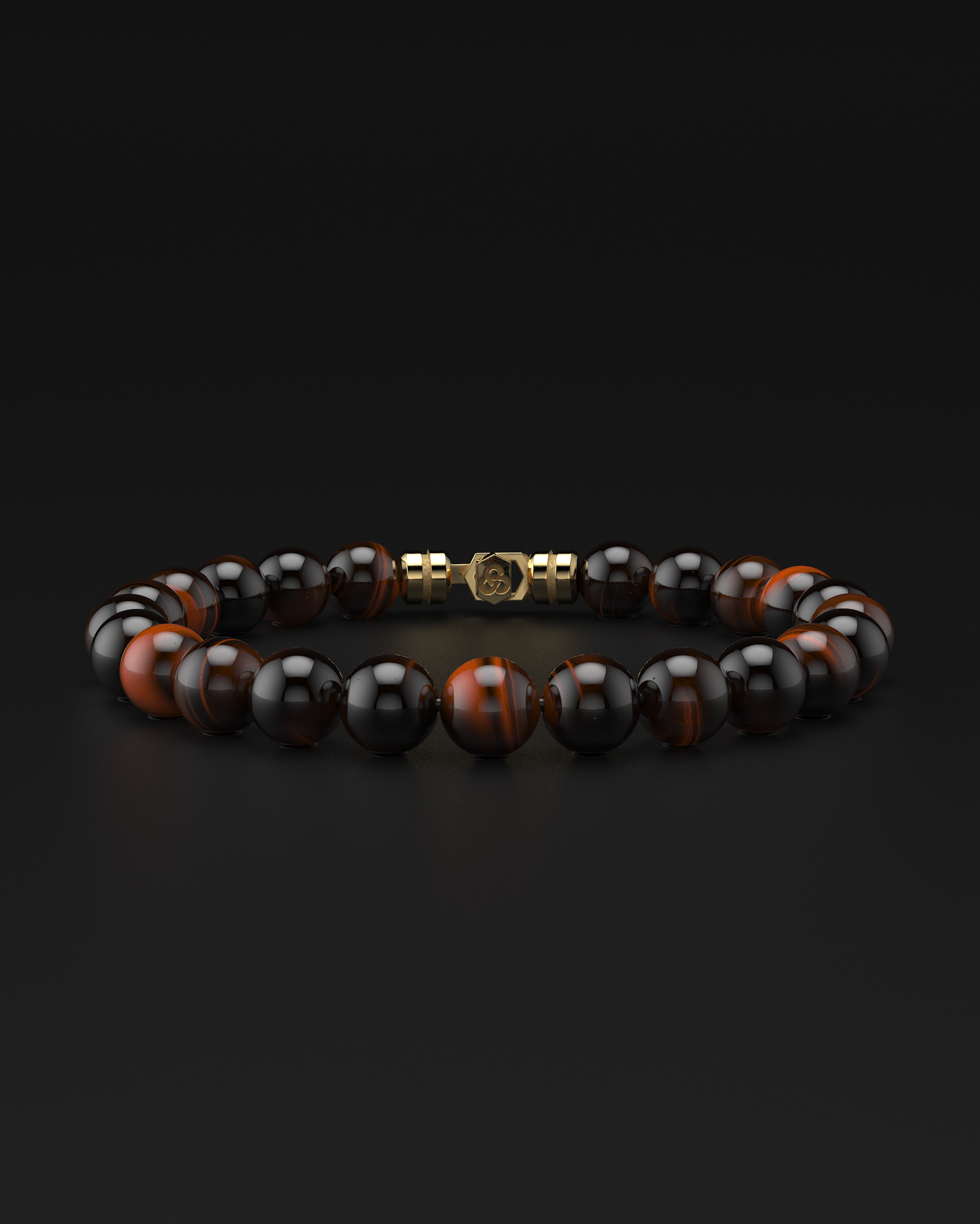 Bracelet en Œil de Tigre Rouge 8mm | SOMMET