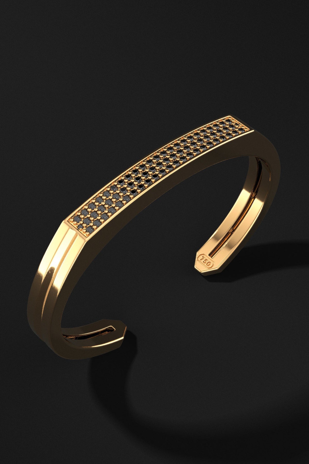 Bezel Cuff Solid Gold Bracelet