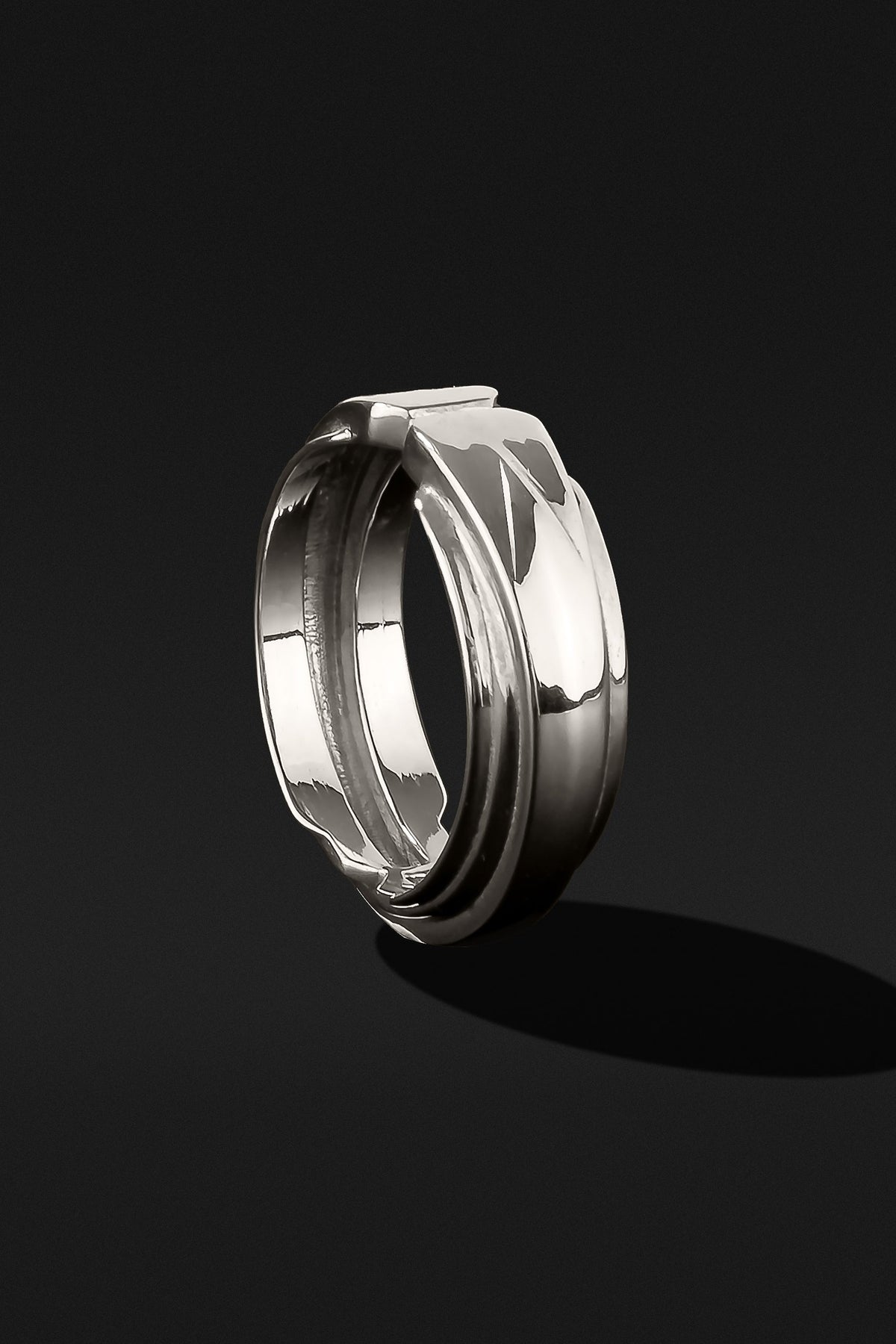 Layer White Solid Gold Ring