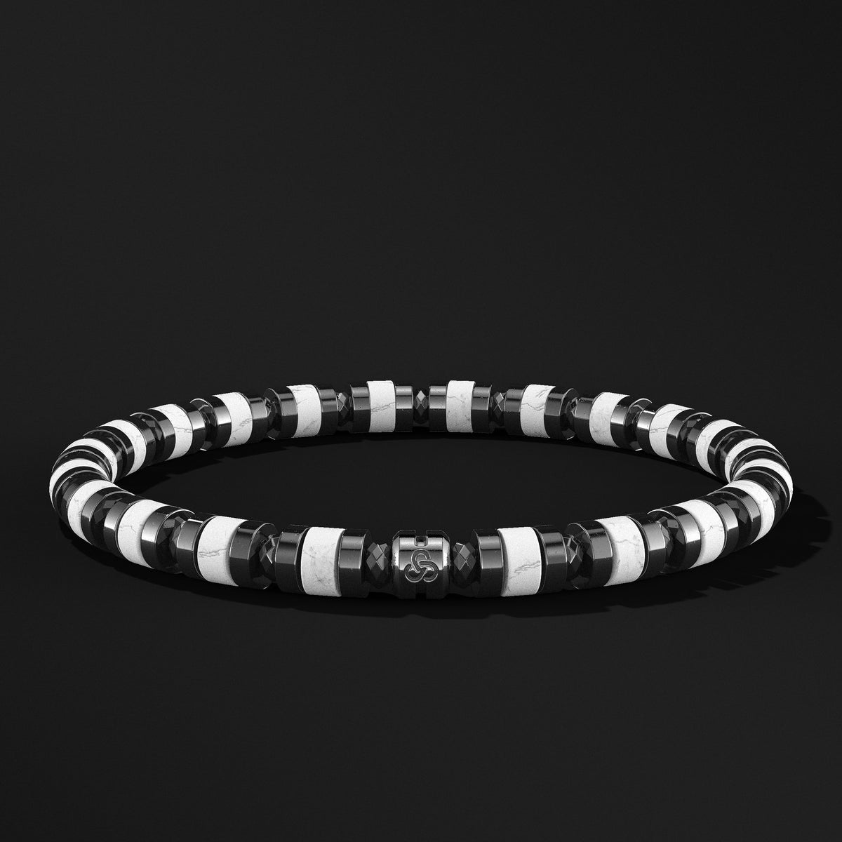 Spacer Beads Black Rhodium Bracelet 6mm