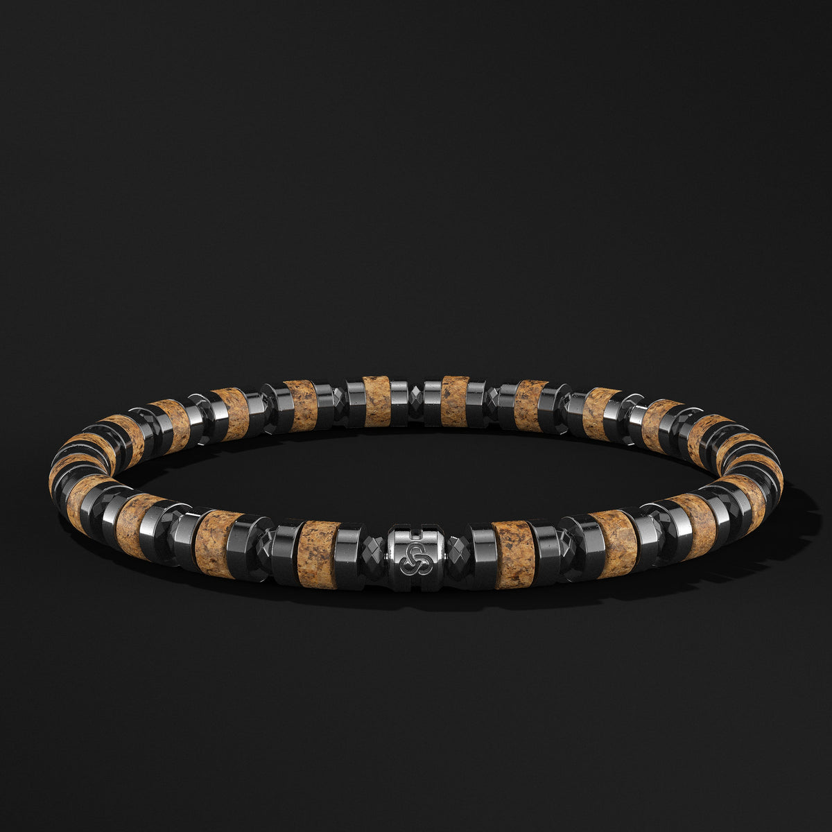 Spacer Beads Black Rhodium Bracelet 6mm