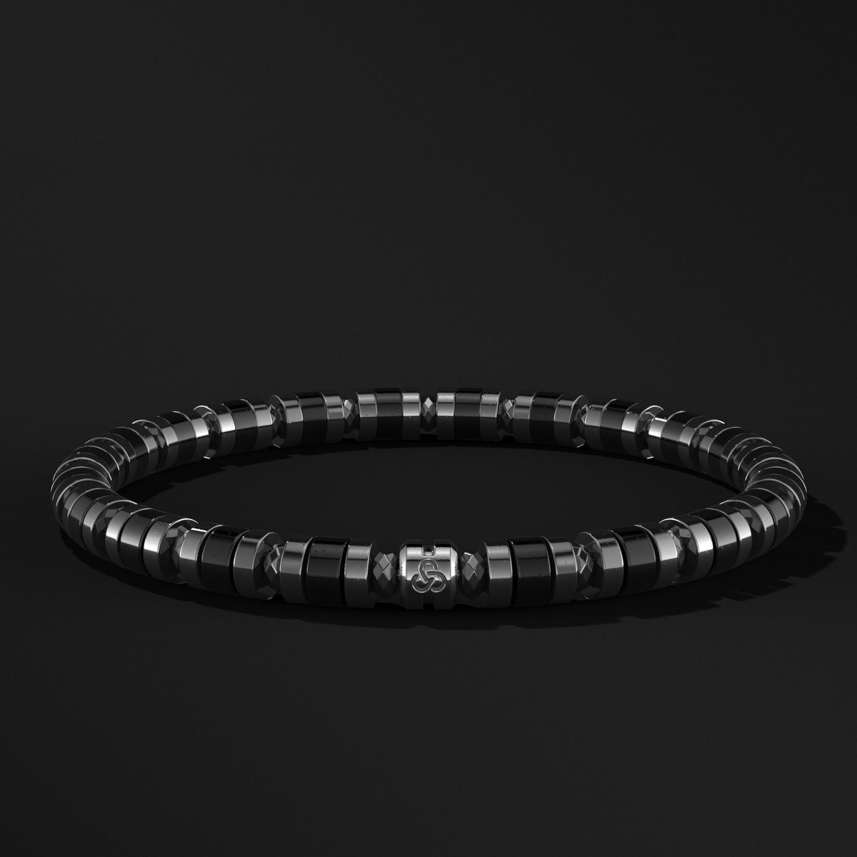 Spacer Beads Black Rhodium Bracelet 6mm
