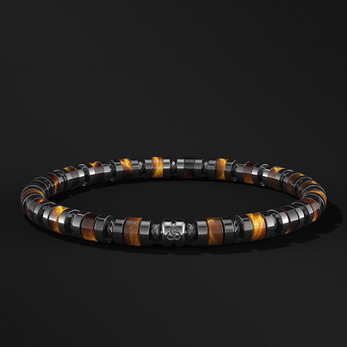 Spacer Beads Black Rhodium Bracelet 6mm