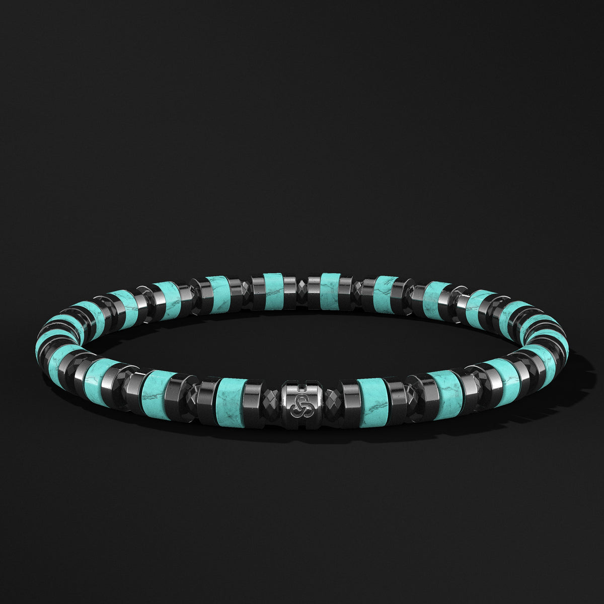 Spacer Beads Black Rhodium Bracelet 6mm