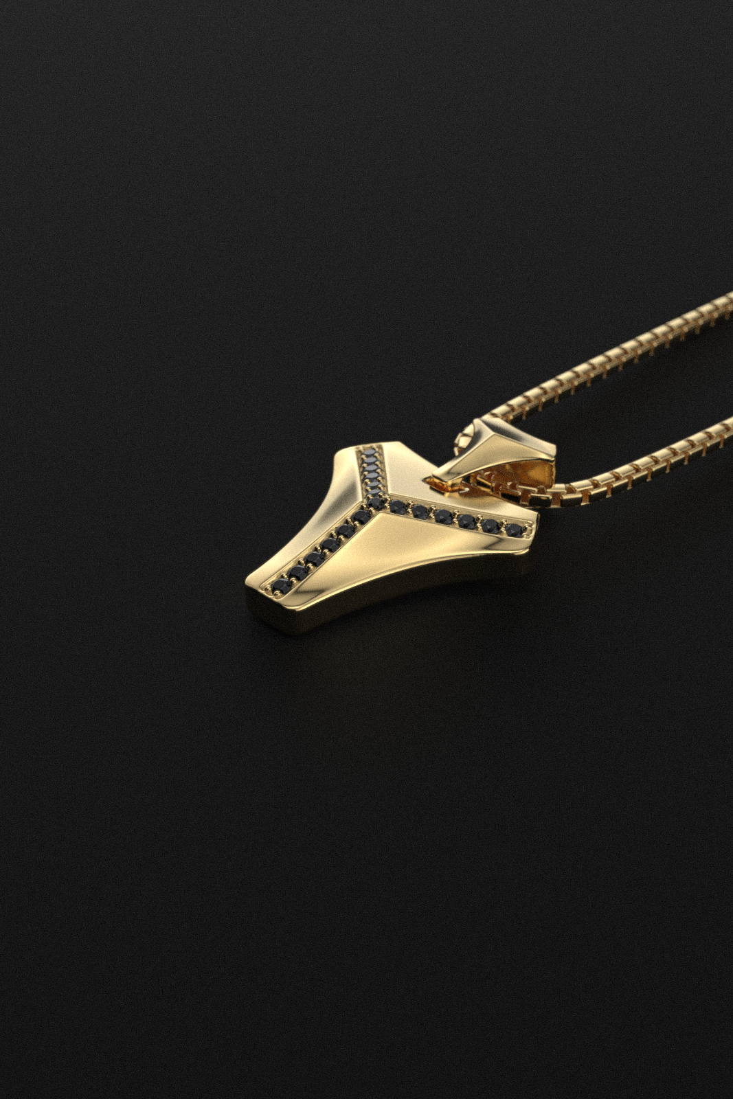 18k Solid Gold & Black Diamonds Pendant | Kudos #2