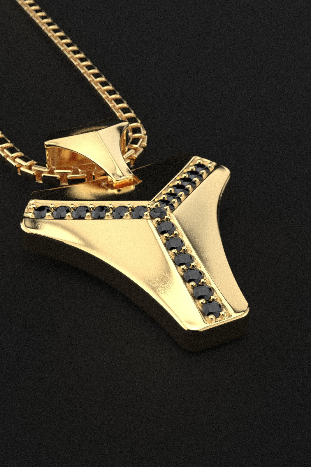 18k Solid Gold & Black Diamonds Pendant | Kudos #2