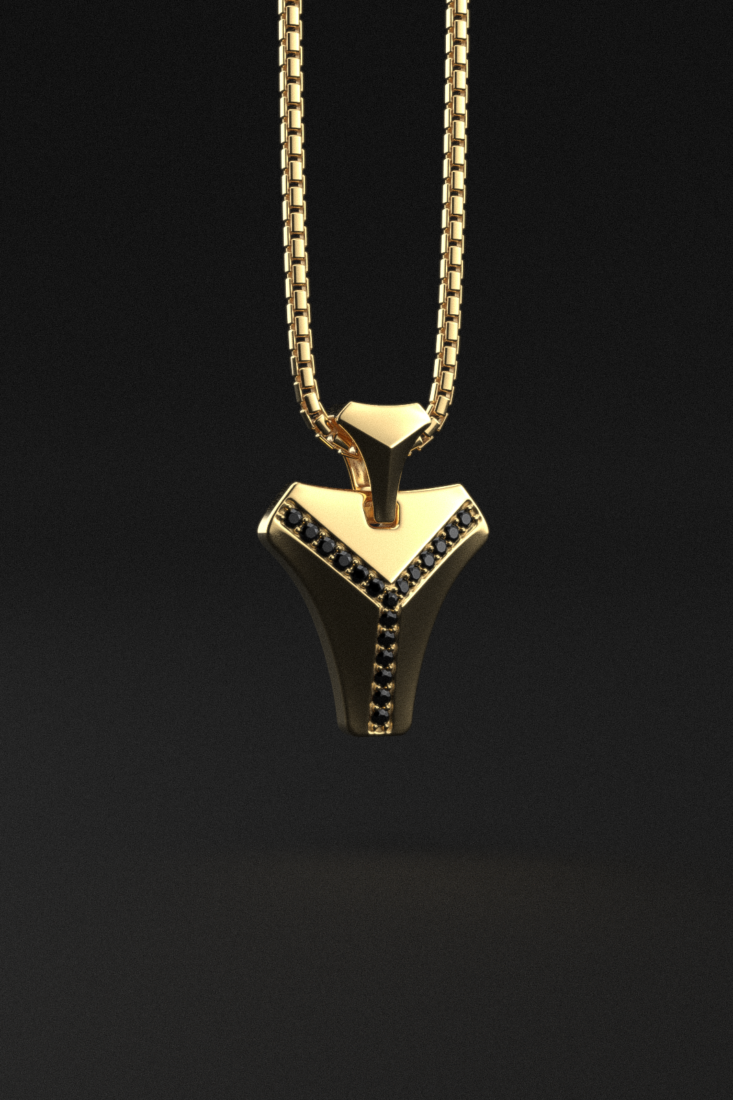 18k Solid Gold & Black Diamonds Pendant | Kudos #2