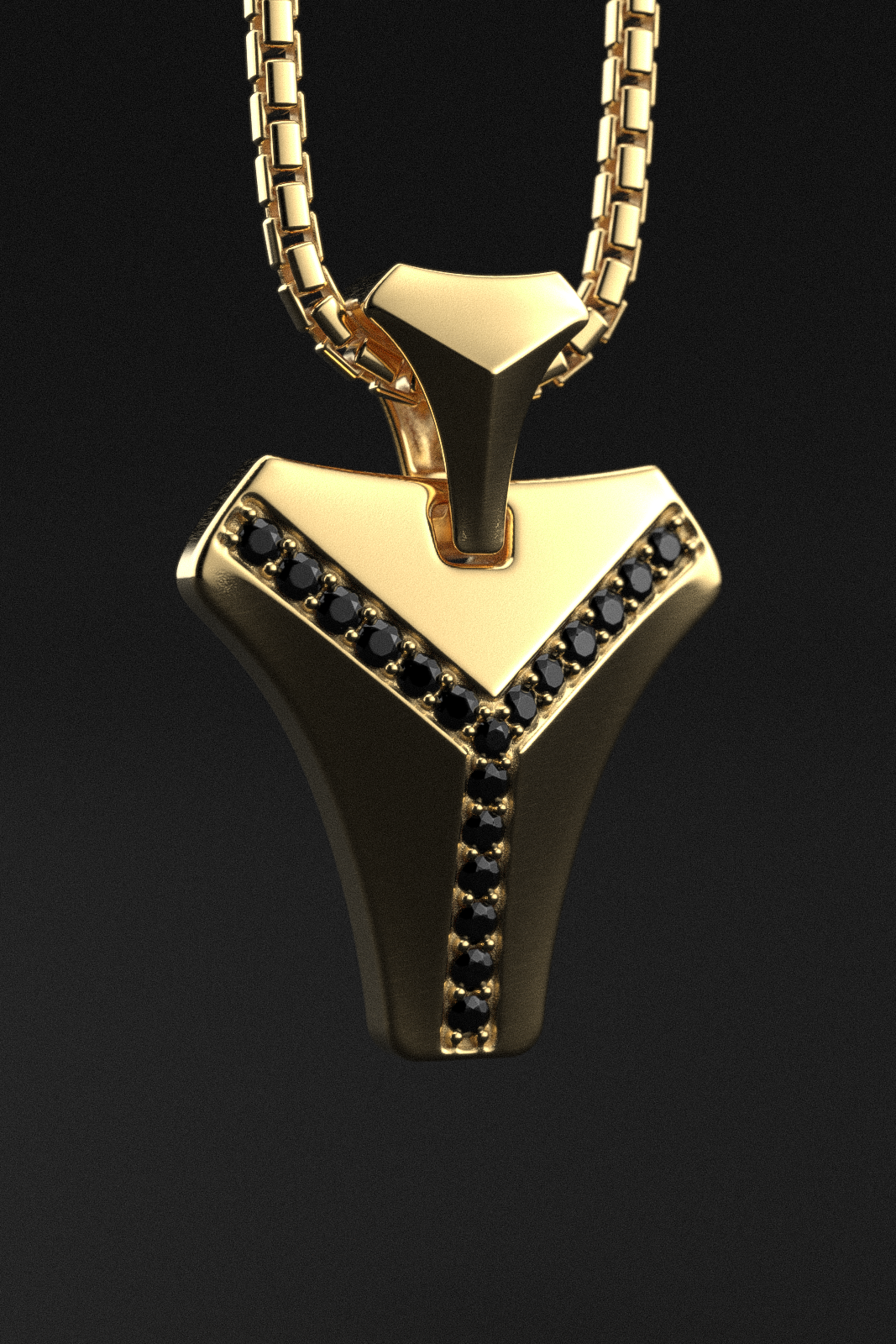 18k Solid Gold & Black Diamonds Pendant | Kudos #2