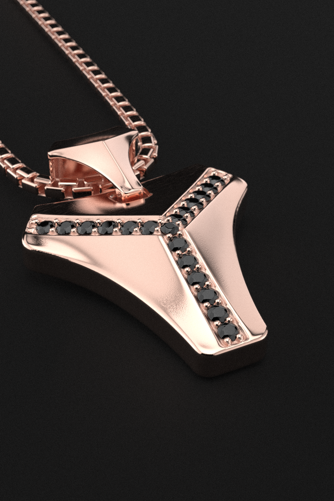 18k Solid Rose Gold & Black Diamonds Pendant | Kudos #2