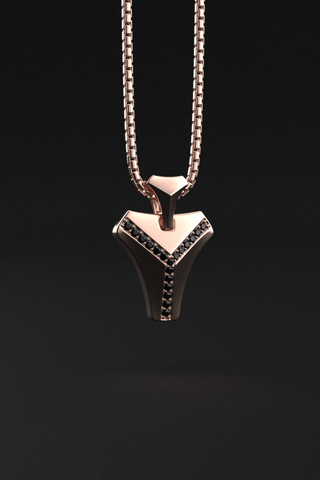 18k Solid Rose Gold & Black Diamonds Pendant | Kudos #2