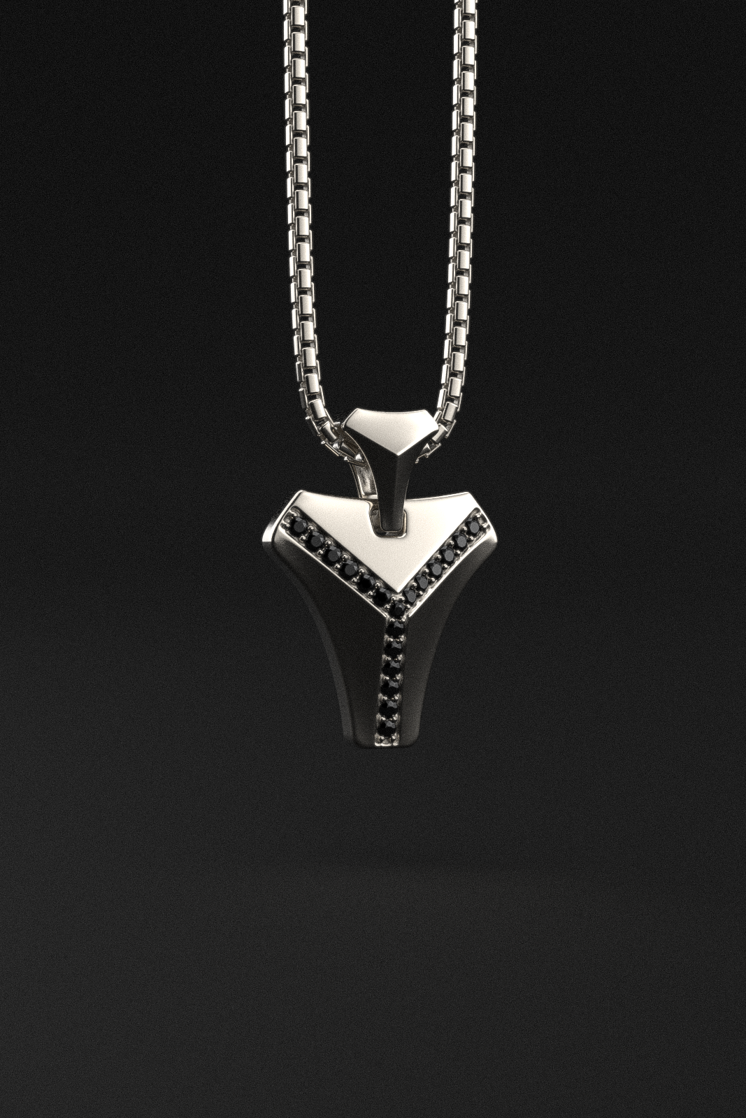 18k Solid White Gold & Black Diamonds Pendant | Kudos #2