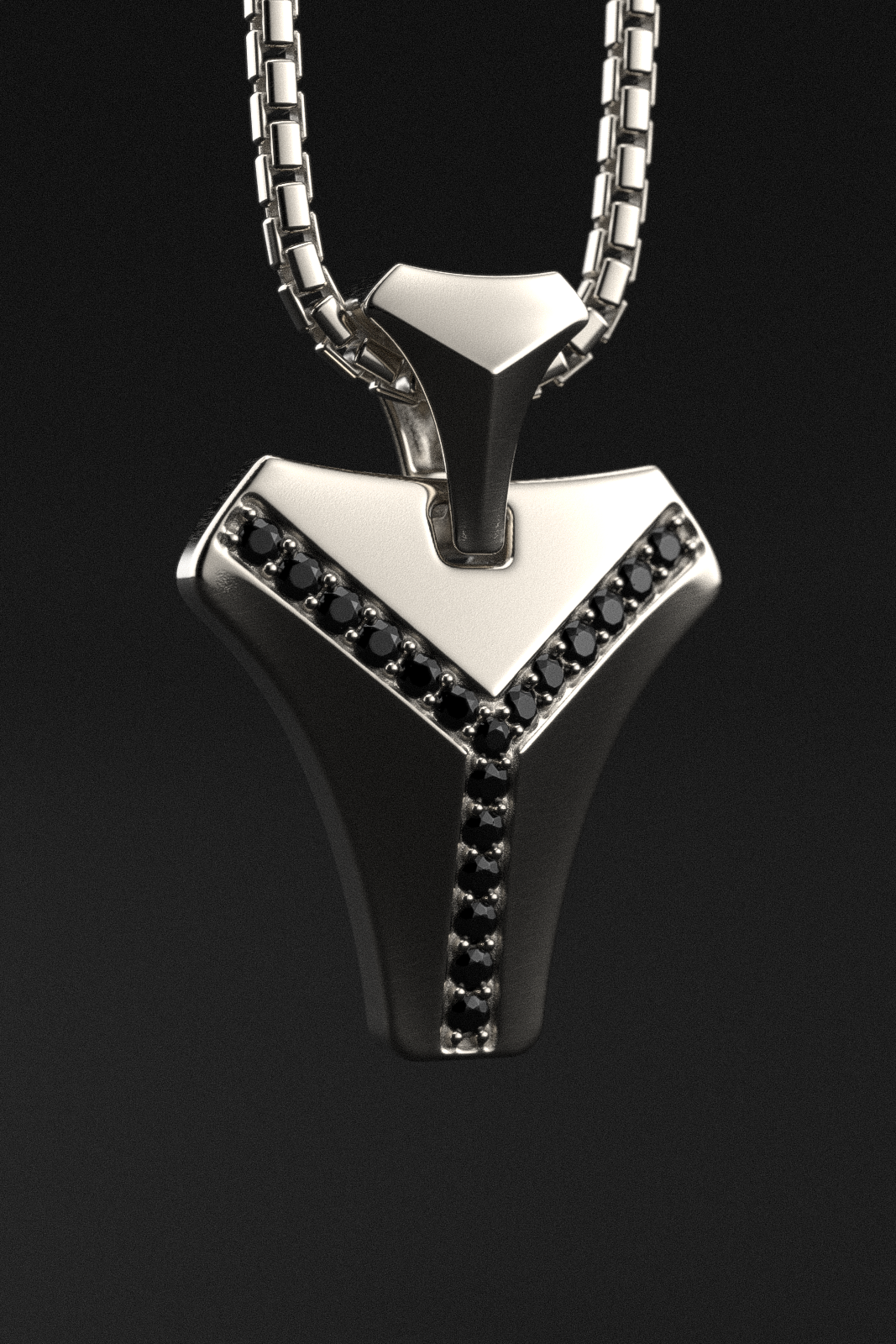 18k Solid White Gold & Black Diamonds Pendant | Kudos #2