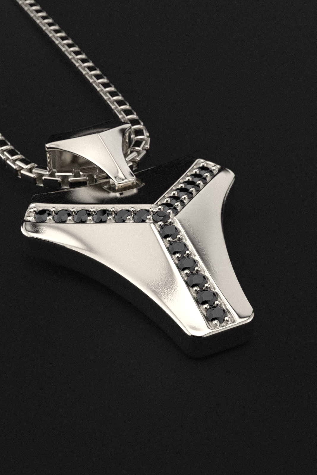 18k Solid White Gold & Black Diamonds Pendant | Kudos #2