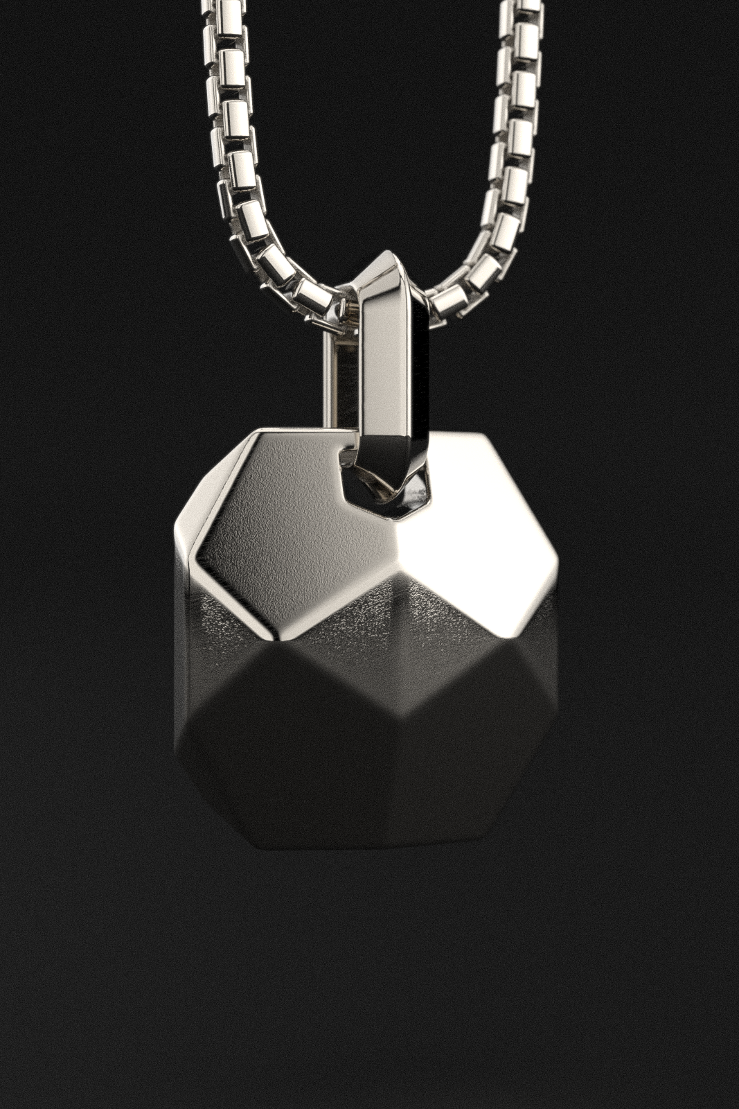 18k Solid White Gold Pendant | Geom