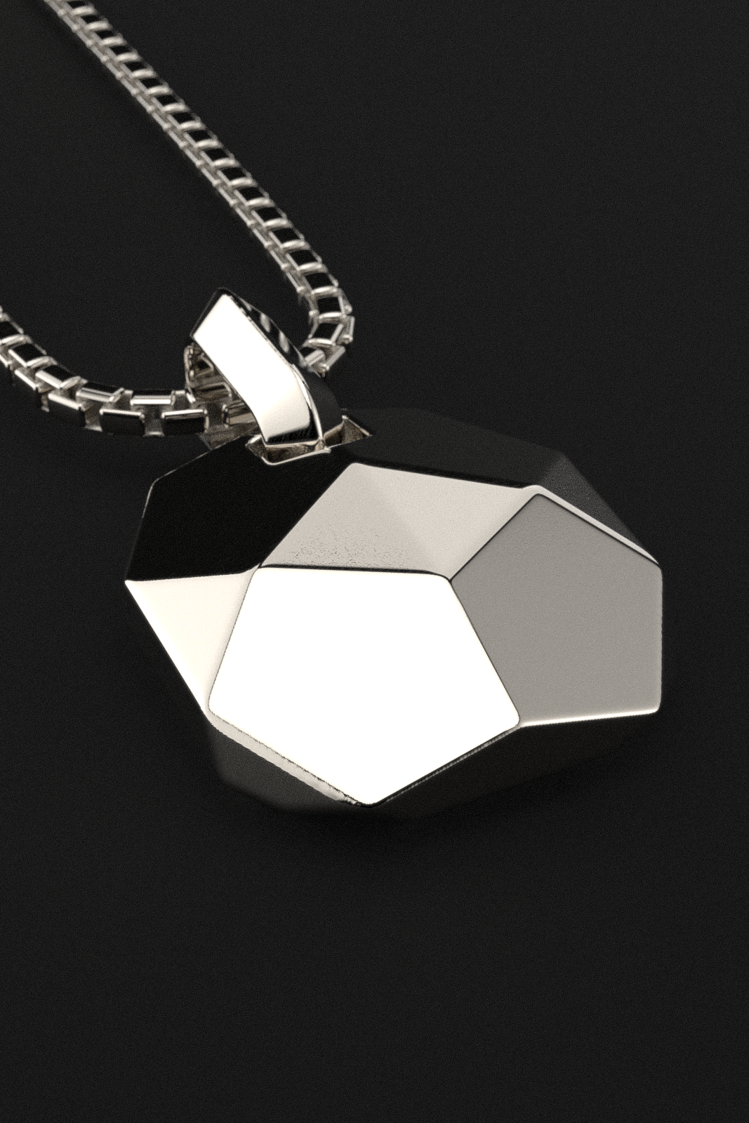 18k Solid White Gold Pendant | Geom