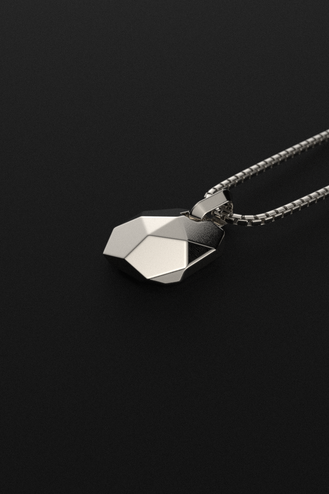 18k Solid White Gold Pendant | Geom