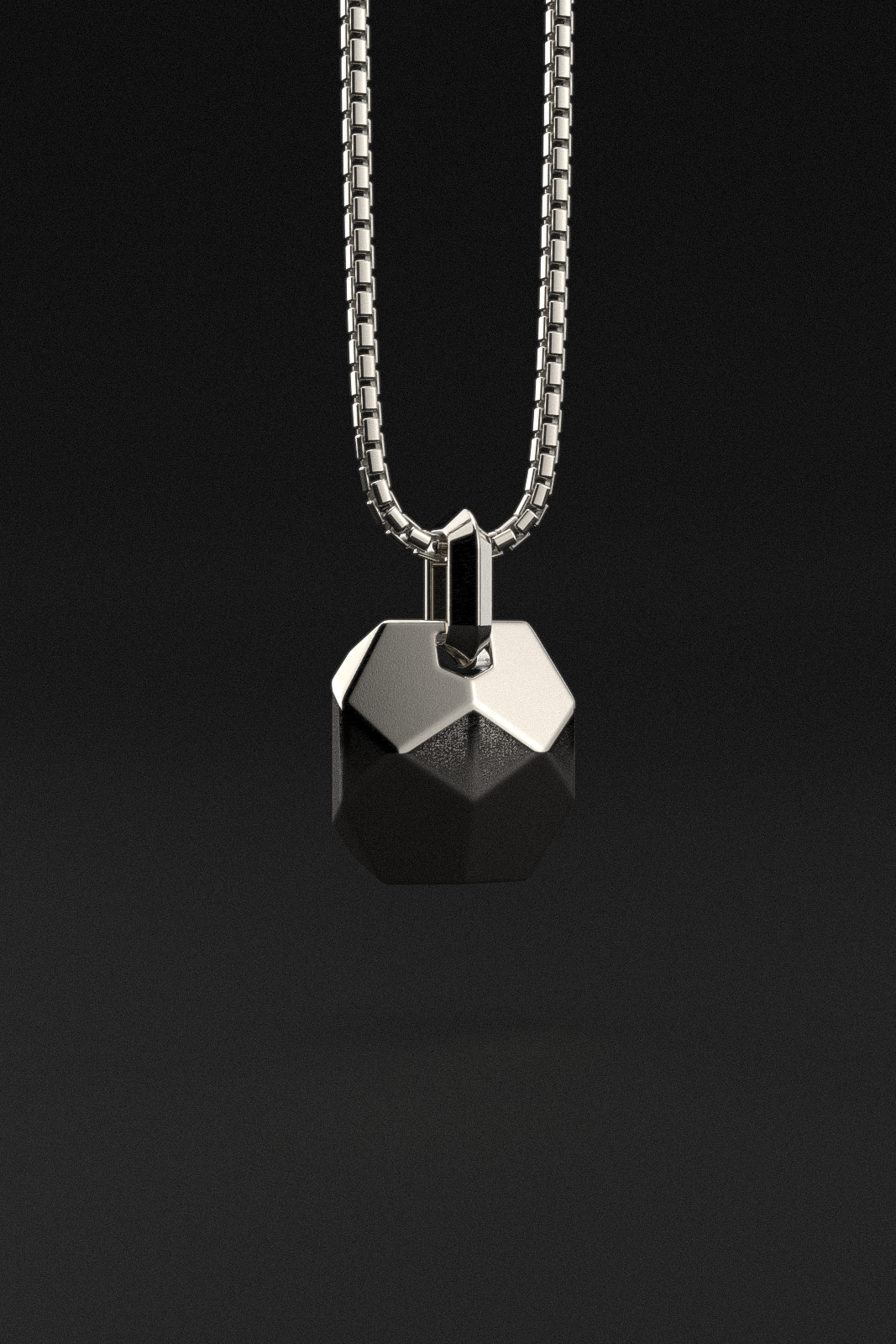 18k Solid White Gold Pendant | Geom