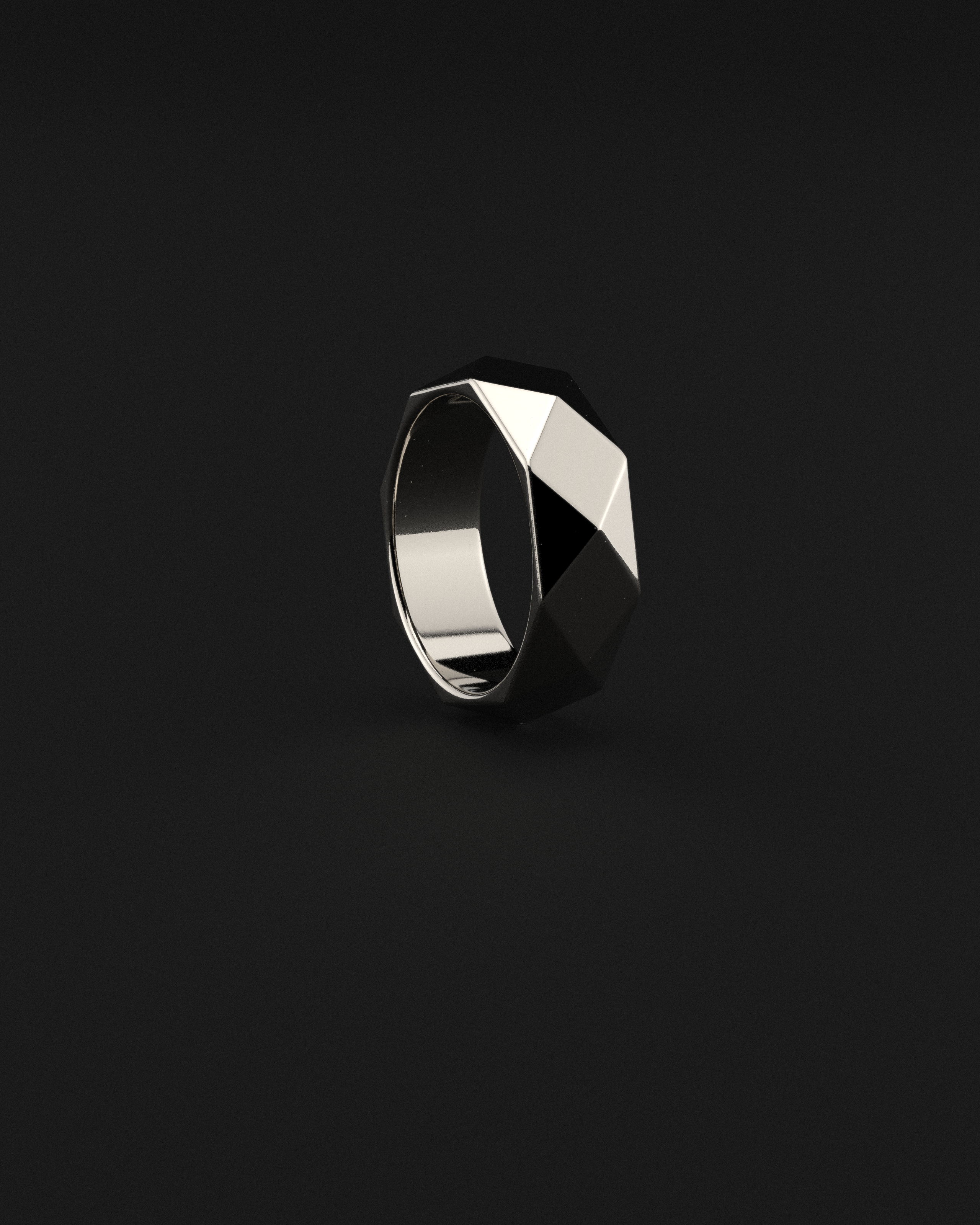 18k Solid White Gold Ring | Geom