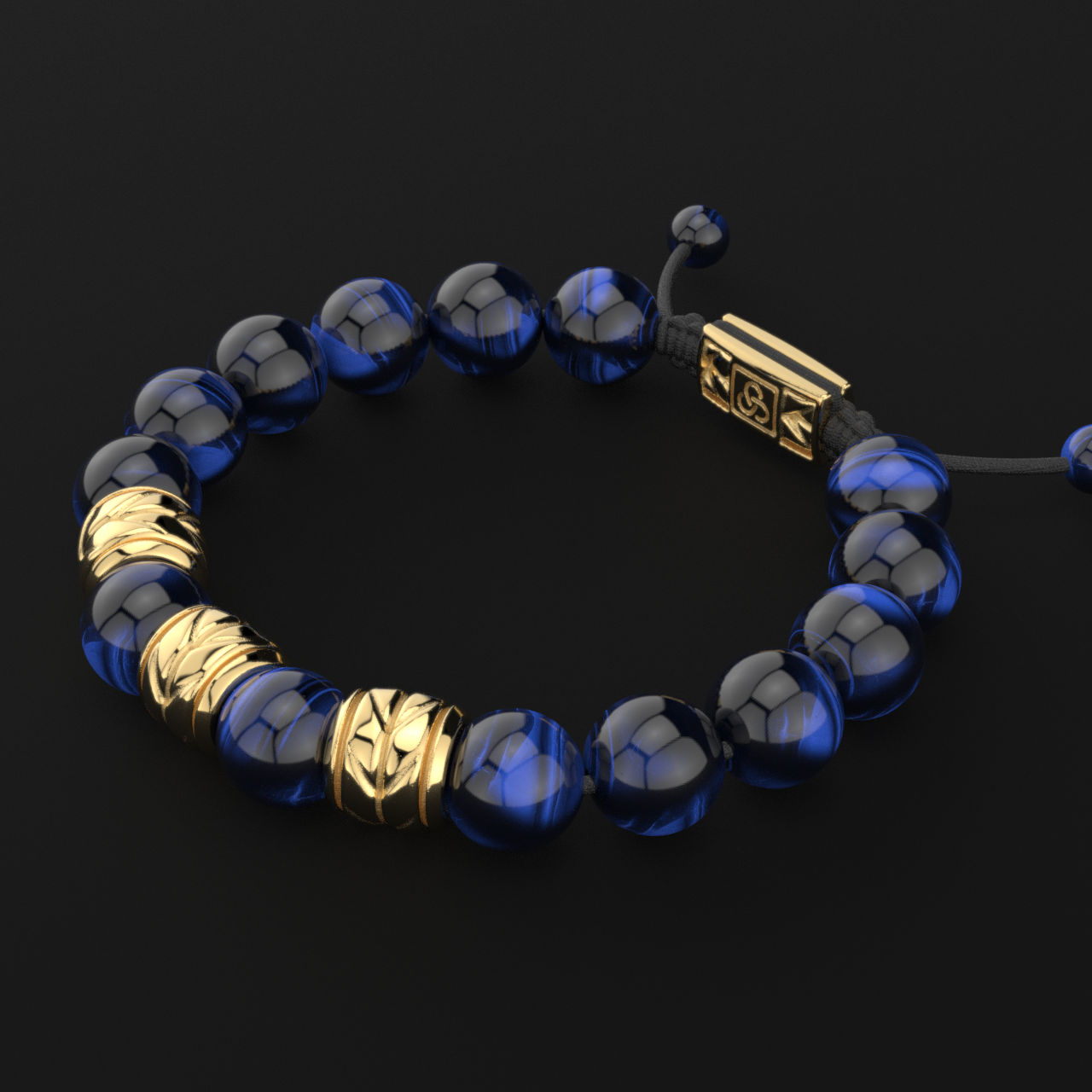 Blue Tiger Eye Bracelet 12mm | Woven