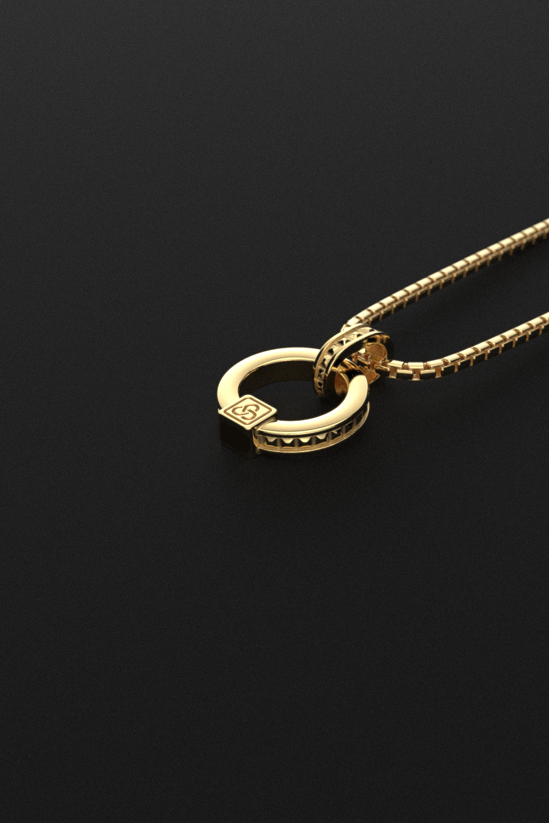 Circle Pyramid Raw Solid Gold Pendant