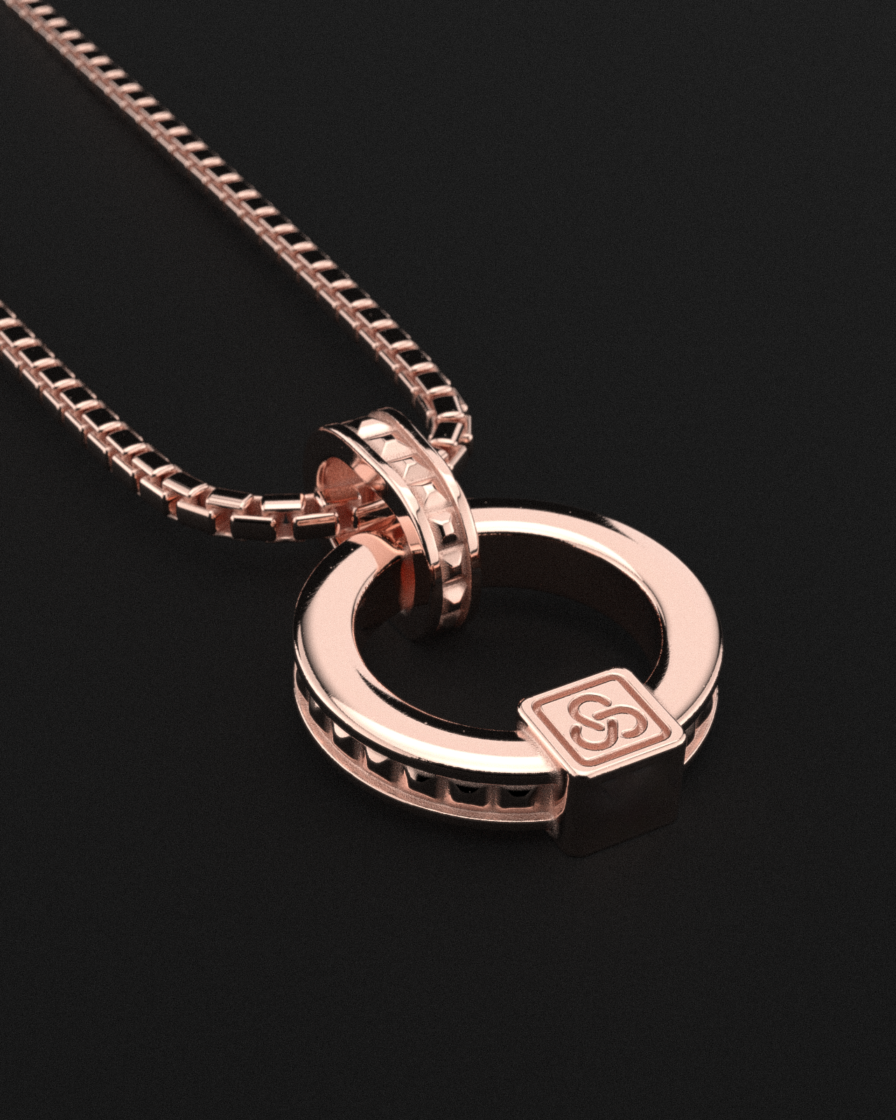 Circle Pyramid Raw Solid Rose Gold Pendant