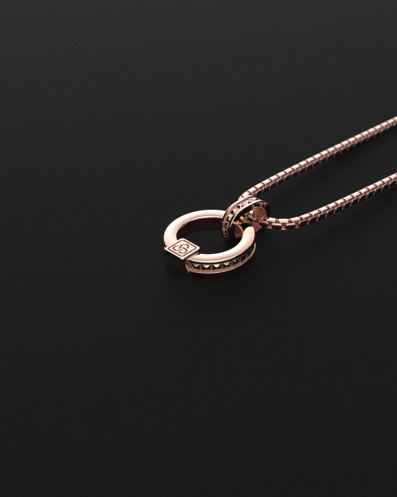 Circle Pyramid Raw Solid Rose Gold Pendant