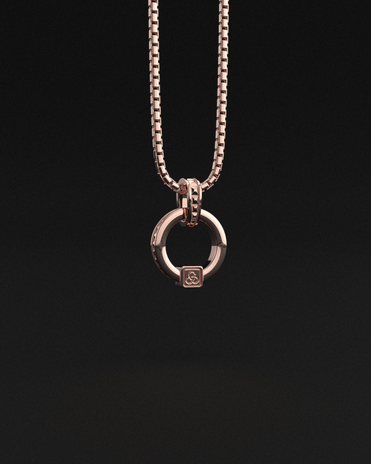 Circle Pyramid Raw Solid Rose Gold Pendant