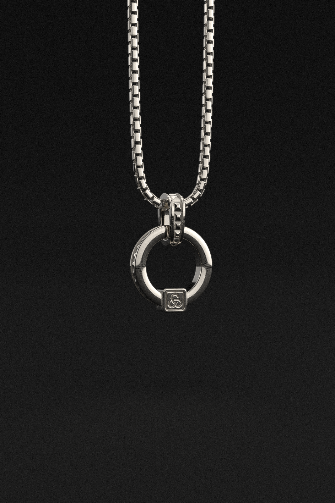 Circle Pyramid Raw White Gold Pendant