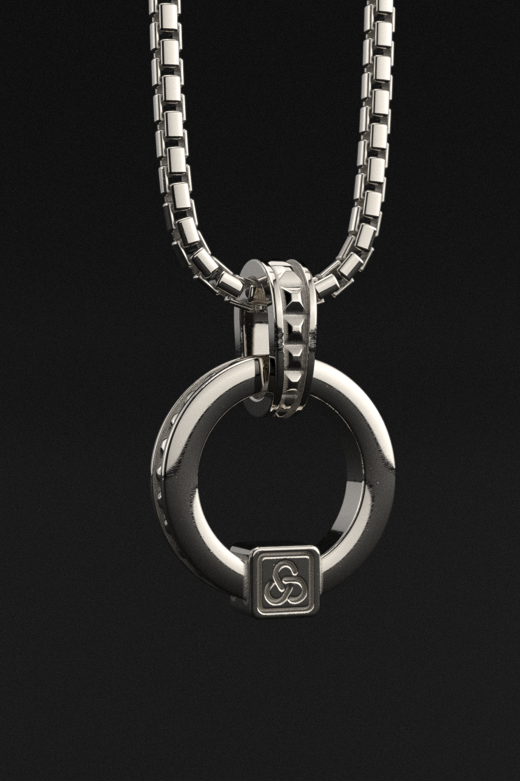 Circle Pyramid Raw White Gold Pendant