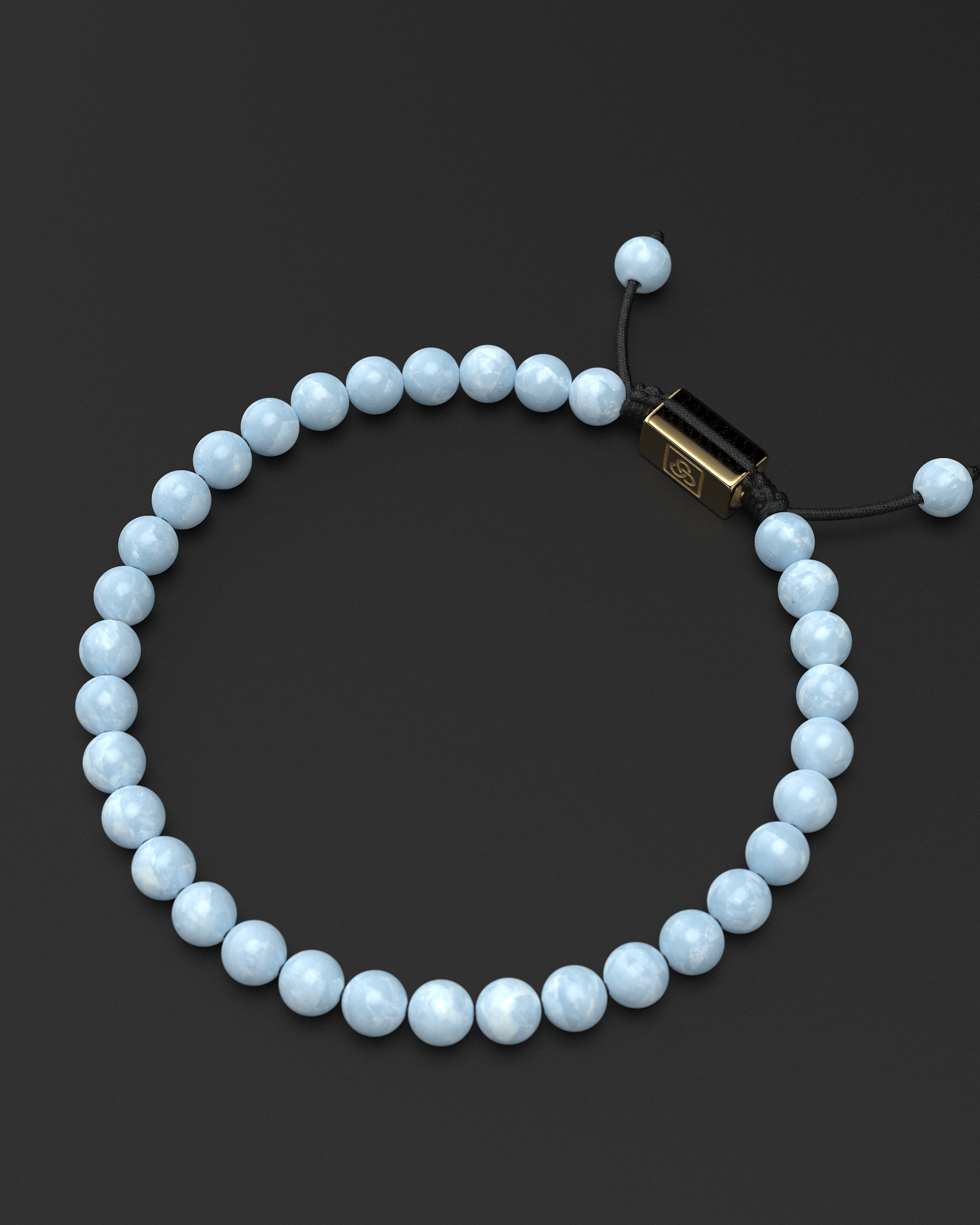 Aquamarine Macrame Bracelet 6mm | Essential