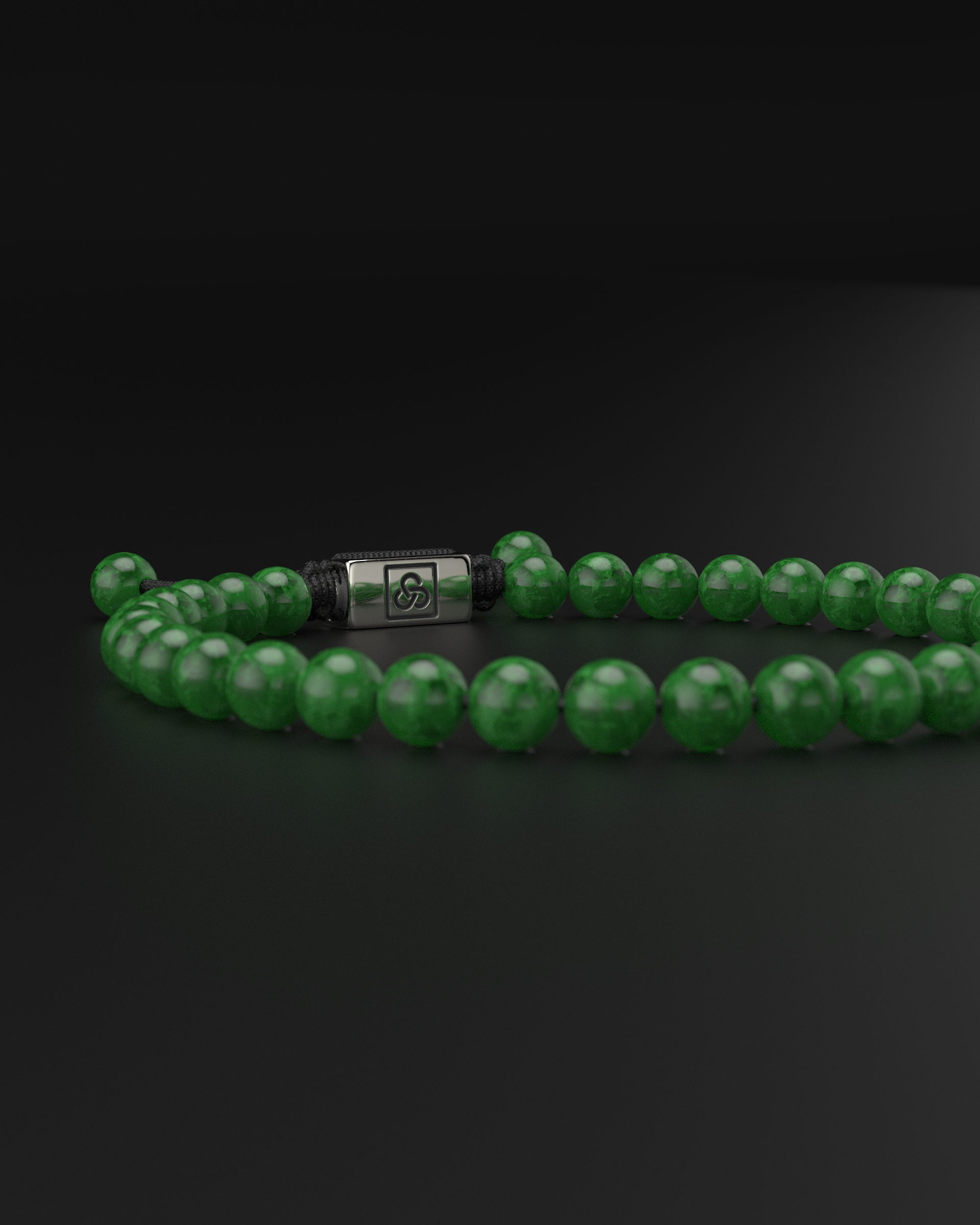 Emerald Jade Macrame Bracelet 6mm | Essential