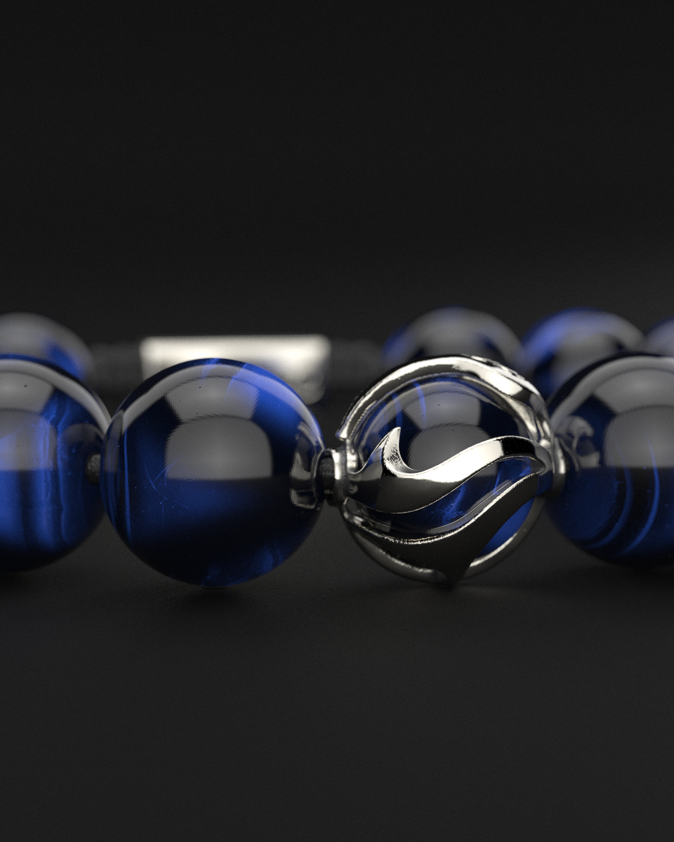Bracelet Oeil de Tigre Bleu 12mm | Vagues