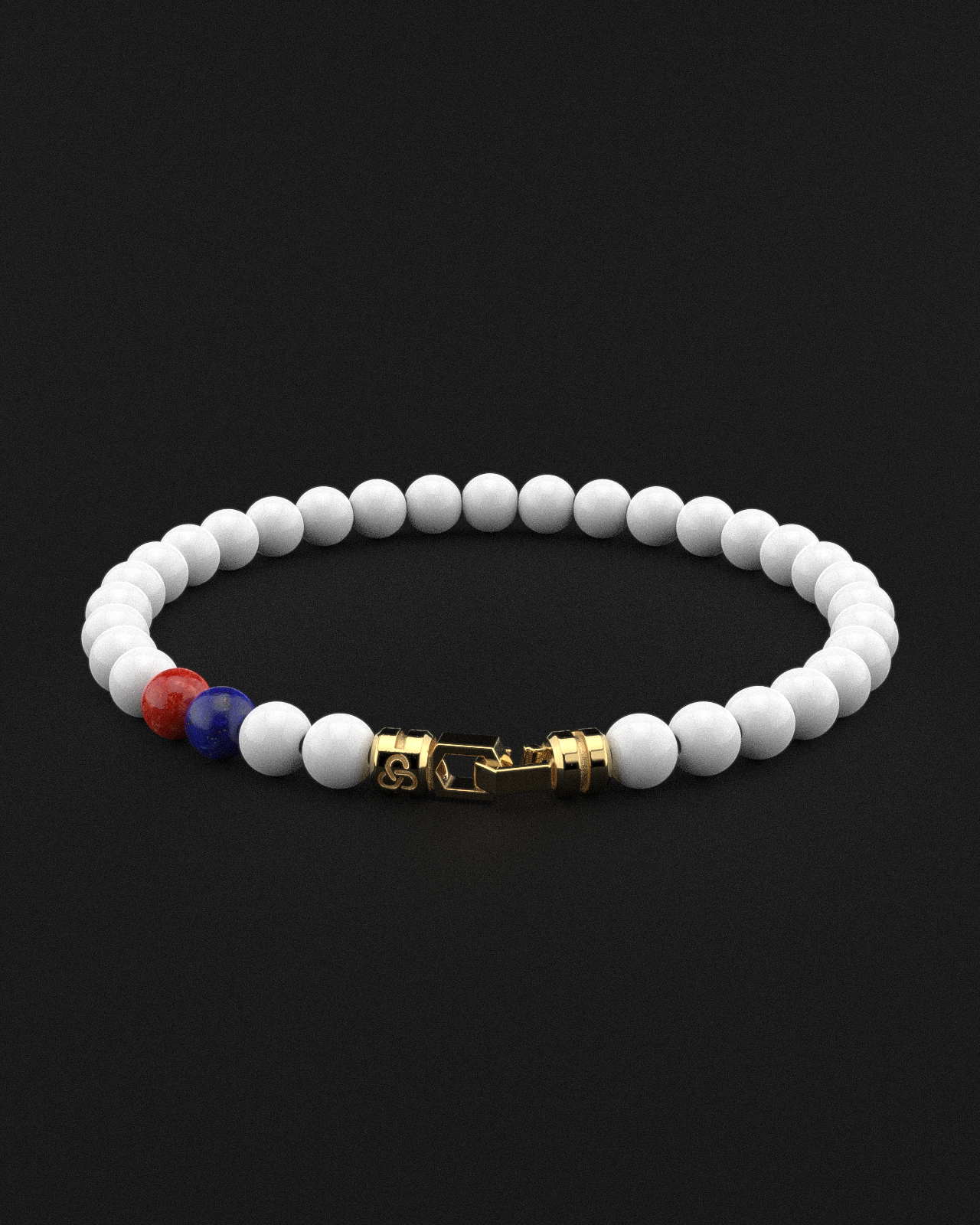 Bracelet Tridacna + Lapis Lazuli + Jade Corail Rouge 6mm | SOMMET