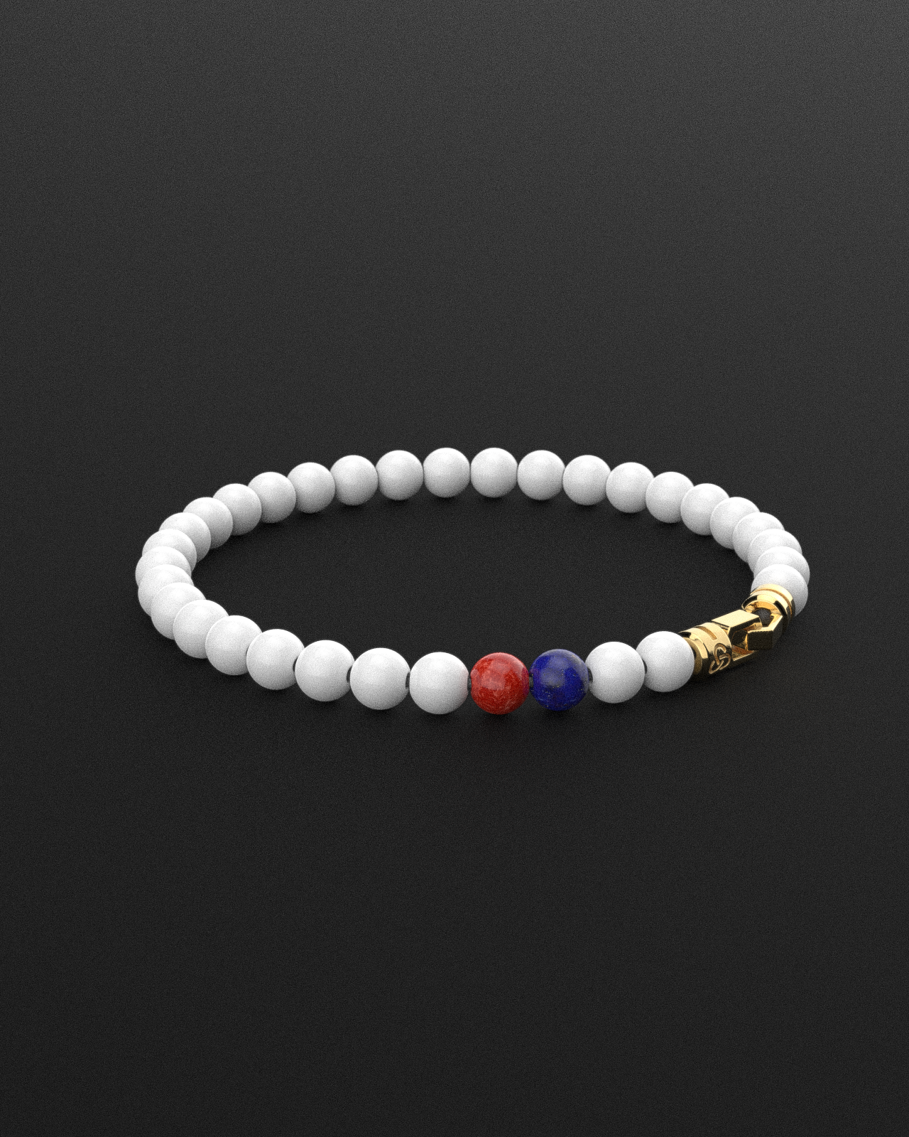 Tridacna + Lapis Lazuli + Red Coral Jade Bracelet 6mm | VERTEX