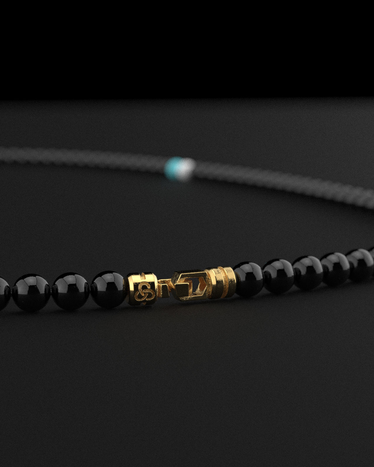 Collier Onyx + Turquoise + Tridacna 6mm | Sommet