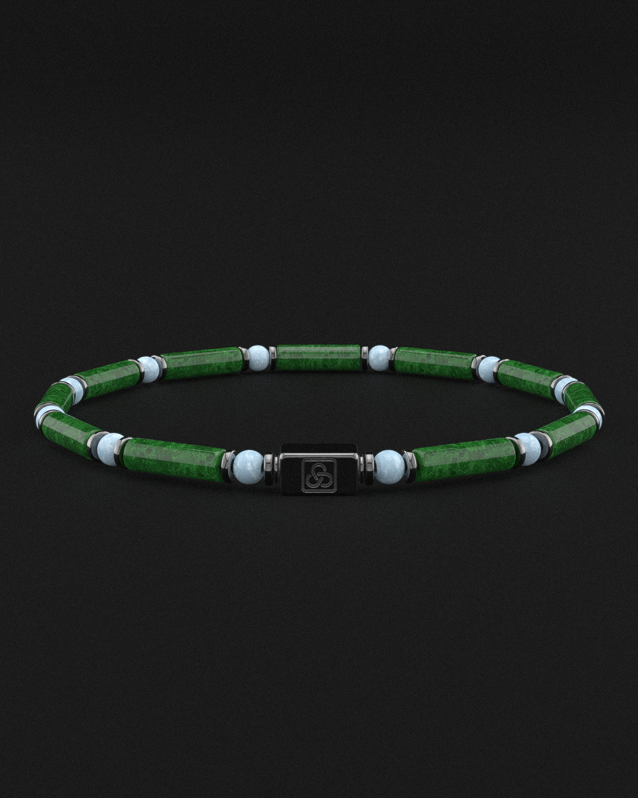 Smaragd Jade + Aquamarin Armband 4mm | PIPE