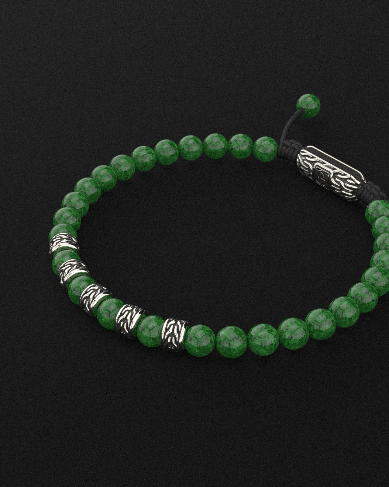 Bracelet Jade Émeraude 6mm | Serpent