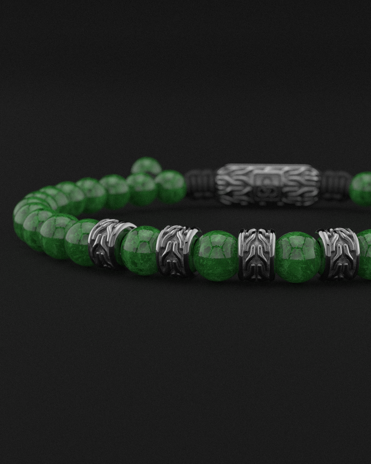 Bracelet Jade Émeraude 6mm | Serpent