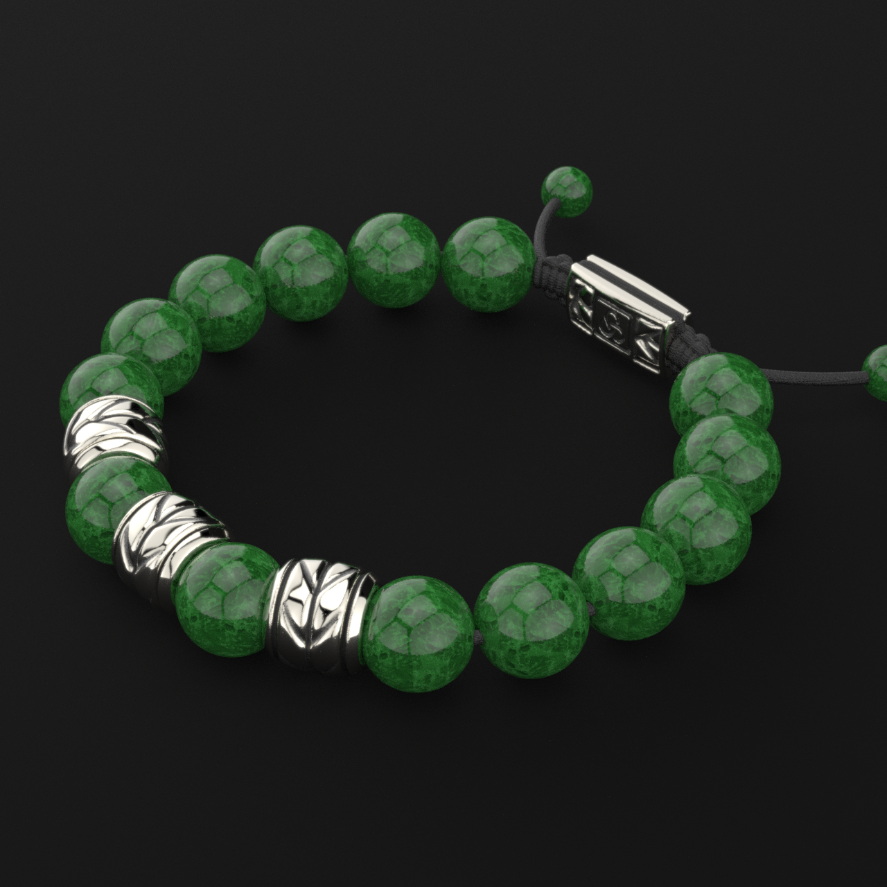 Emerald Jade Bracelet 12mm | Woven