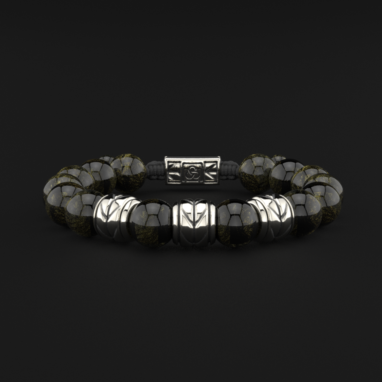 Obsidian Bracelet 12mm | Woven